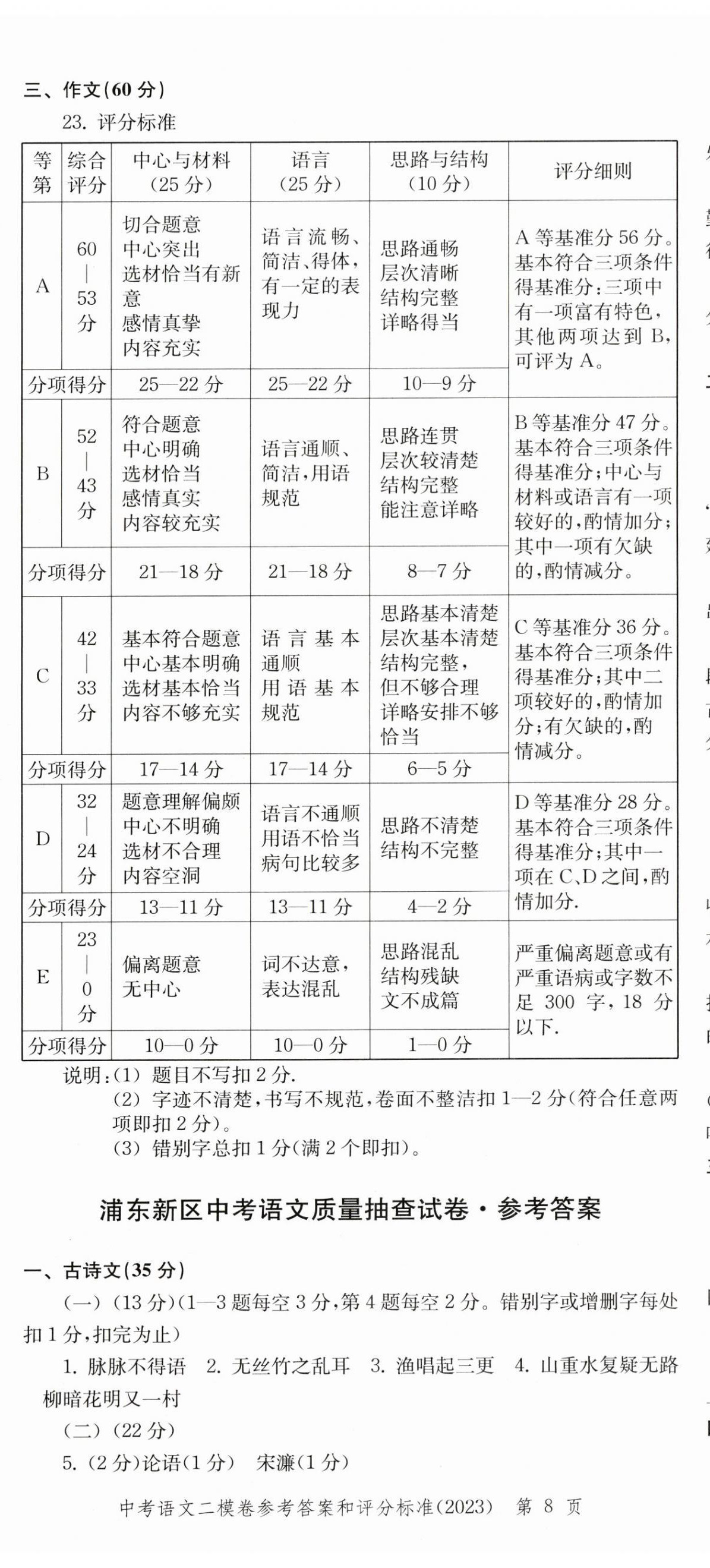 2022~2023年走向成功語文二模 第8頁