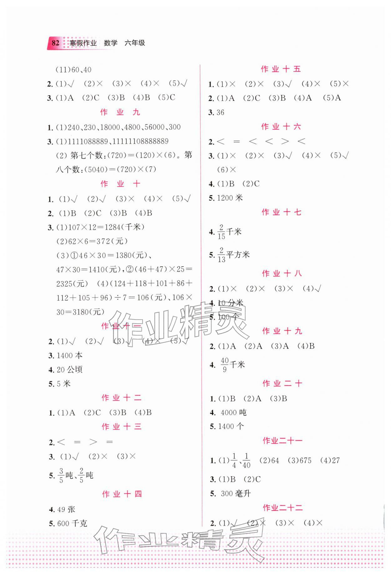 2026年寒假作业教育科学出版社六年级数学广西专版&nbsp;第2页