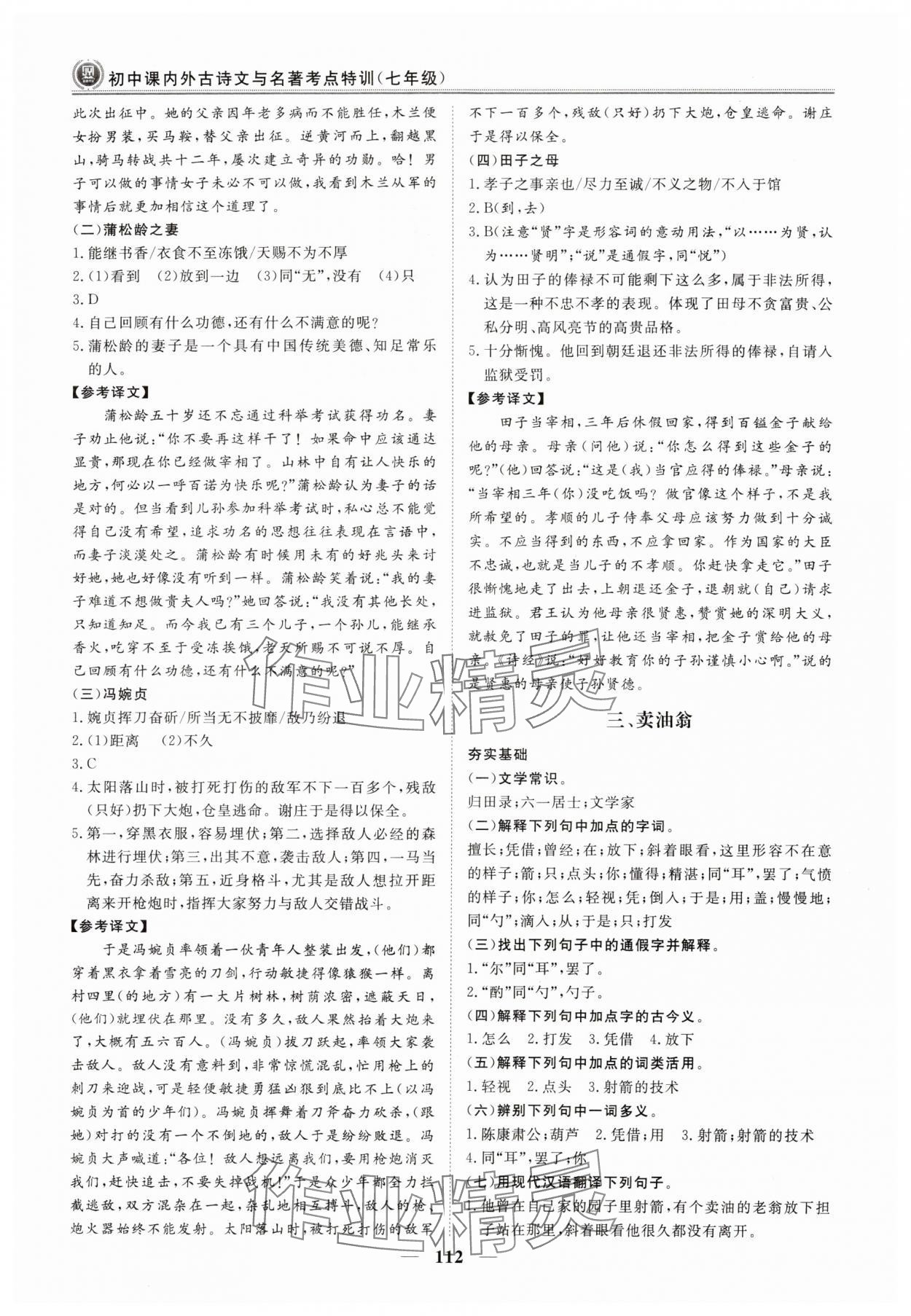 2024年課內(nèi)外古詩文與名著考點(diǎn)特訓(xùn)七年級語文下冊人教版 第3頁