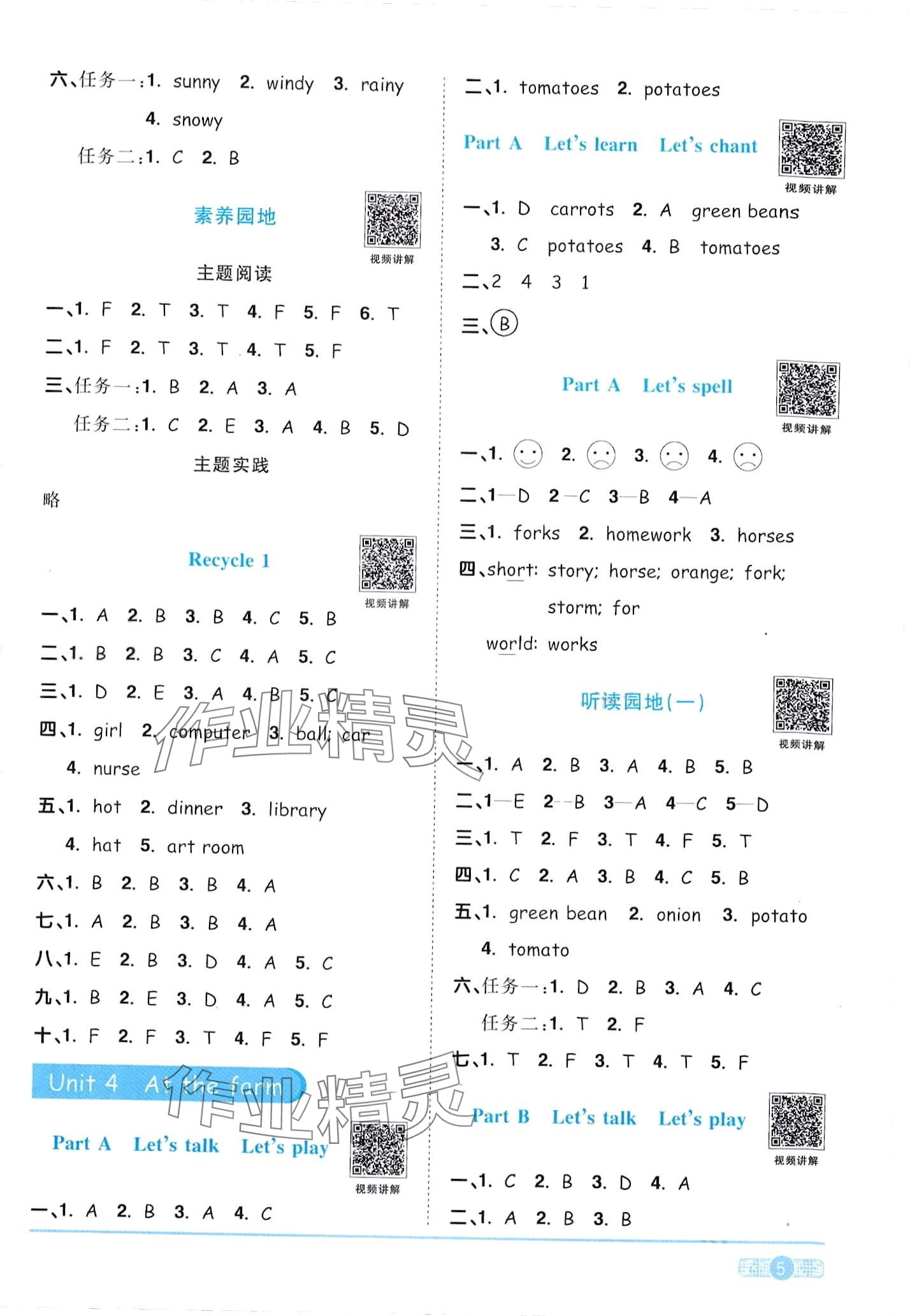 2024年陽光同學(xué)課時優(yōu)化作業(yè)四年級英語下冊人教版廣東專版 第5頁