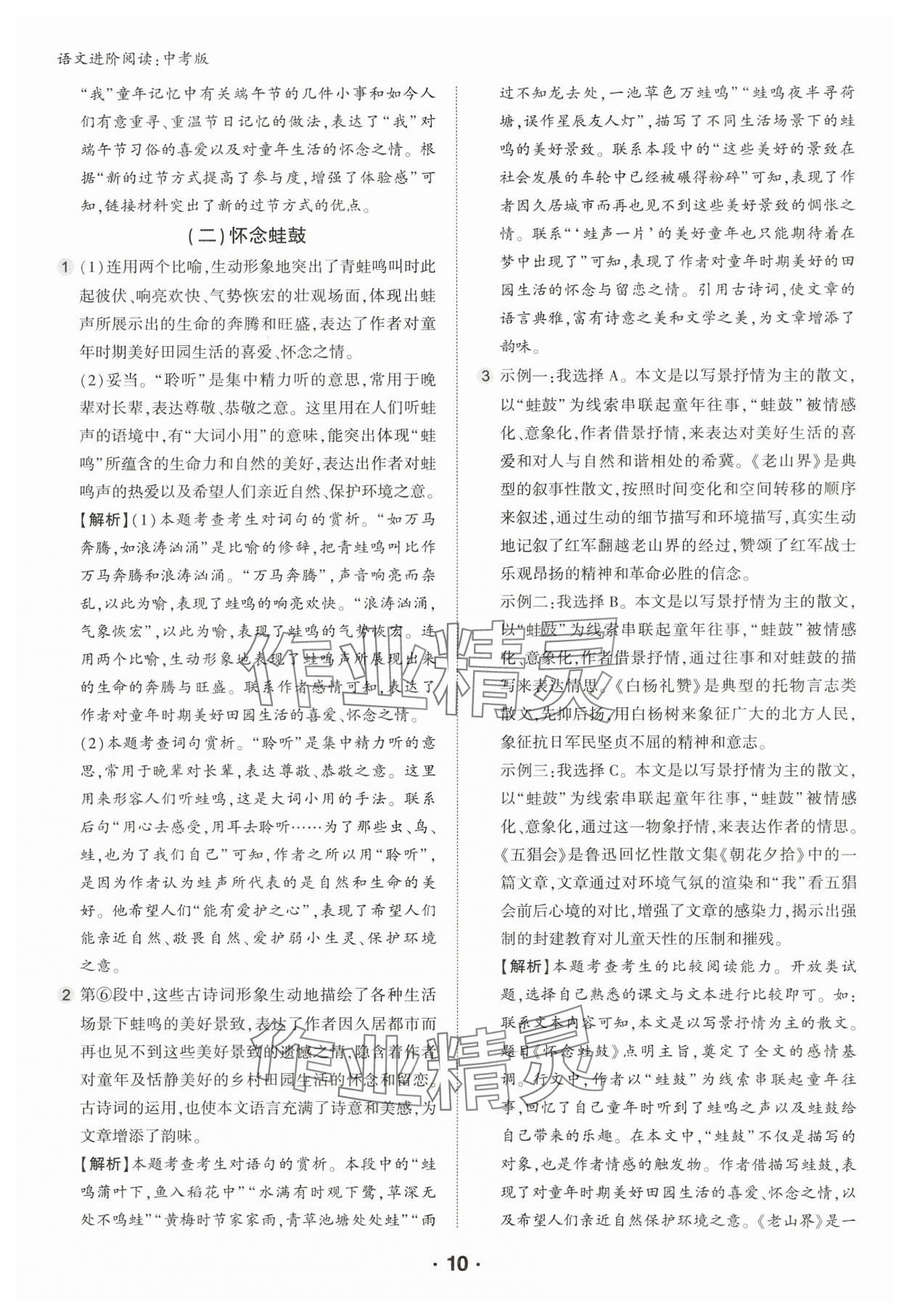 2025年进阶阅读九年级语文人教版&nbsp;第10页