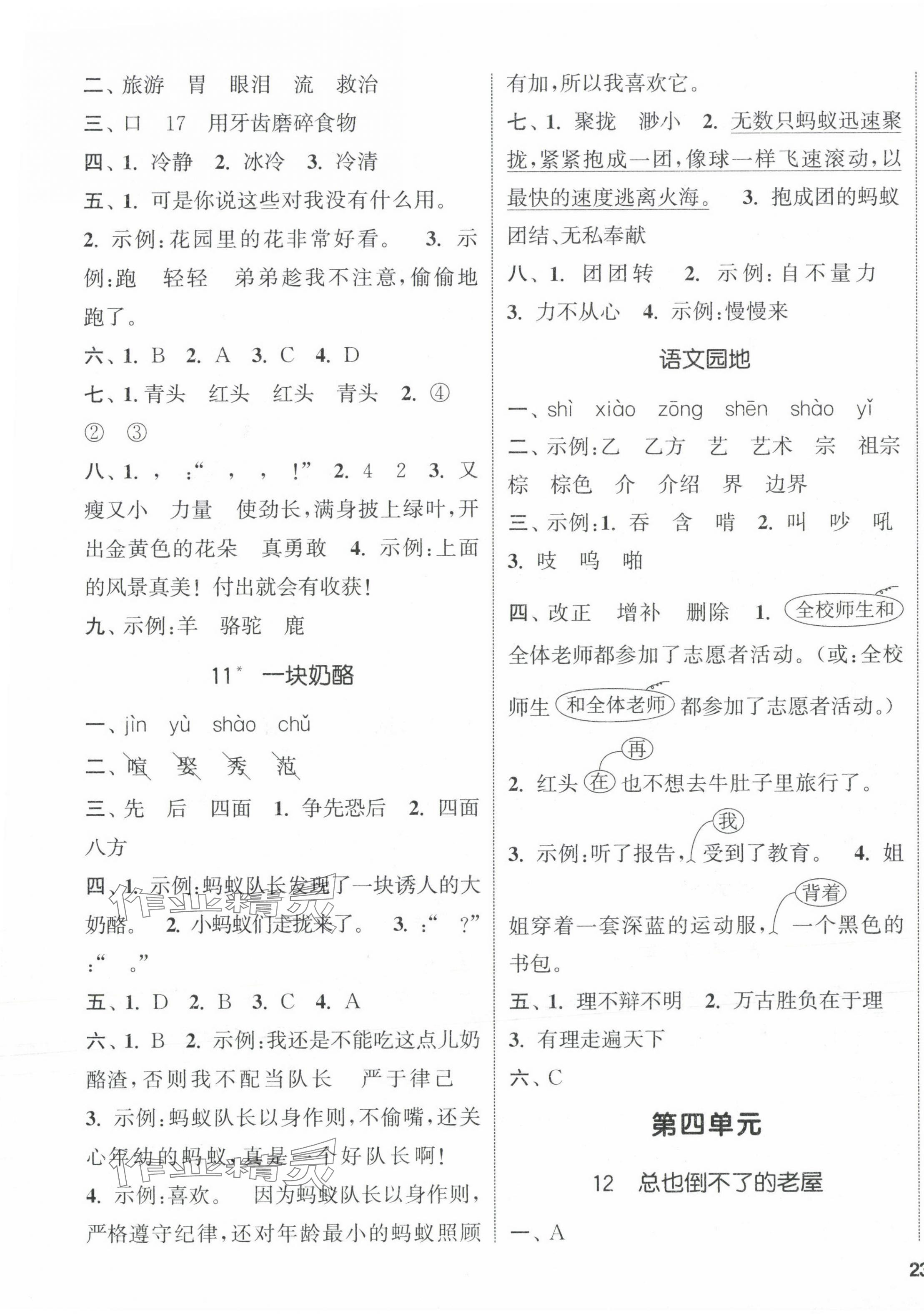 2023年通城學(xué)典課時新體驗三年級語文上冊人教版 參考答案第5頁