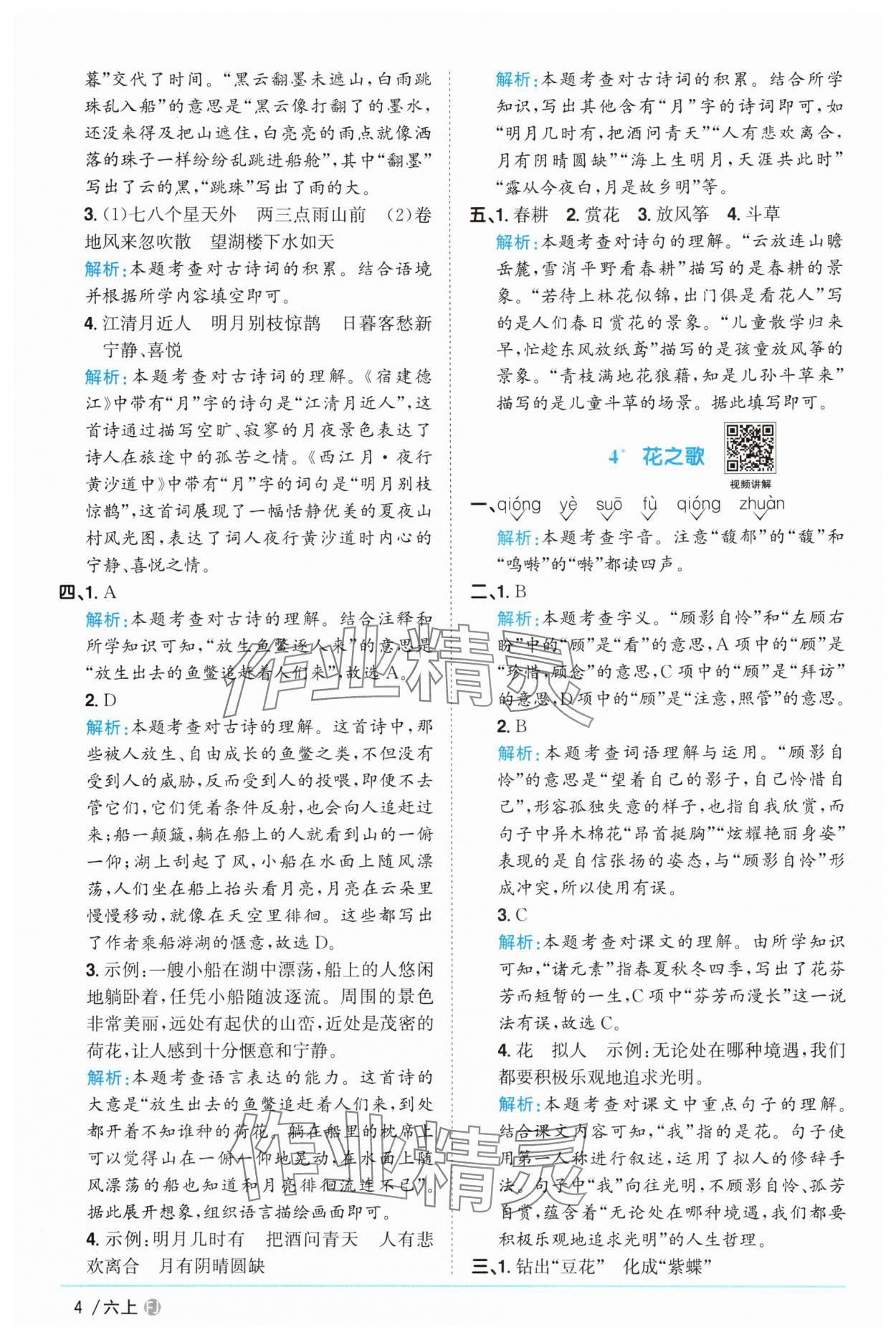 2025年陽(yáng)光同學(xué)課時(shí)優(yōu)化作業(yè)六年級(jí)語(yǔ)文上冊(cè)人教版福建專版 參考答案第4頁(yè)
