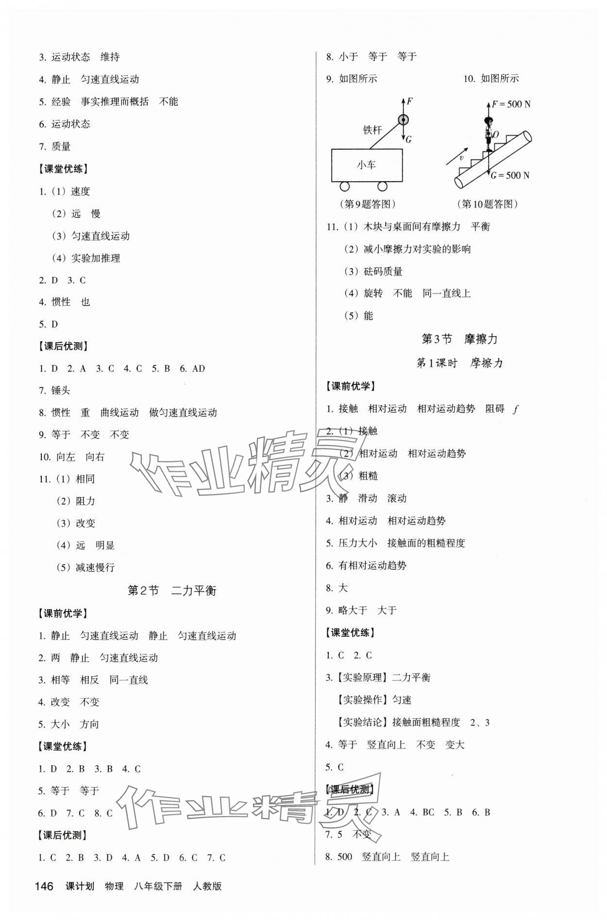 2025年全優(yōu)點(diǎn)練課計(jì)劃八年級(jí)物理下冊(cè)人教版 參考答案第4頁