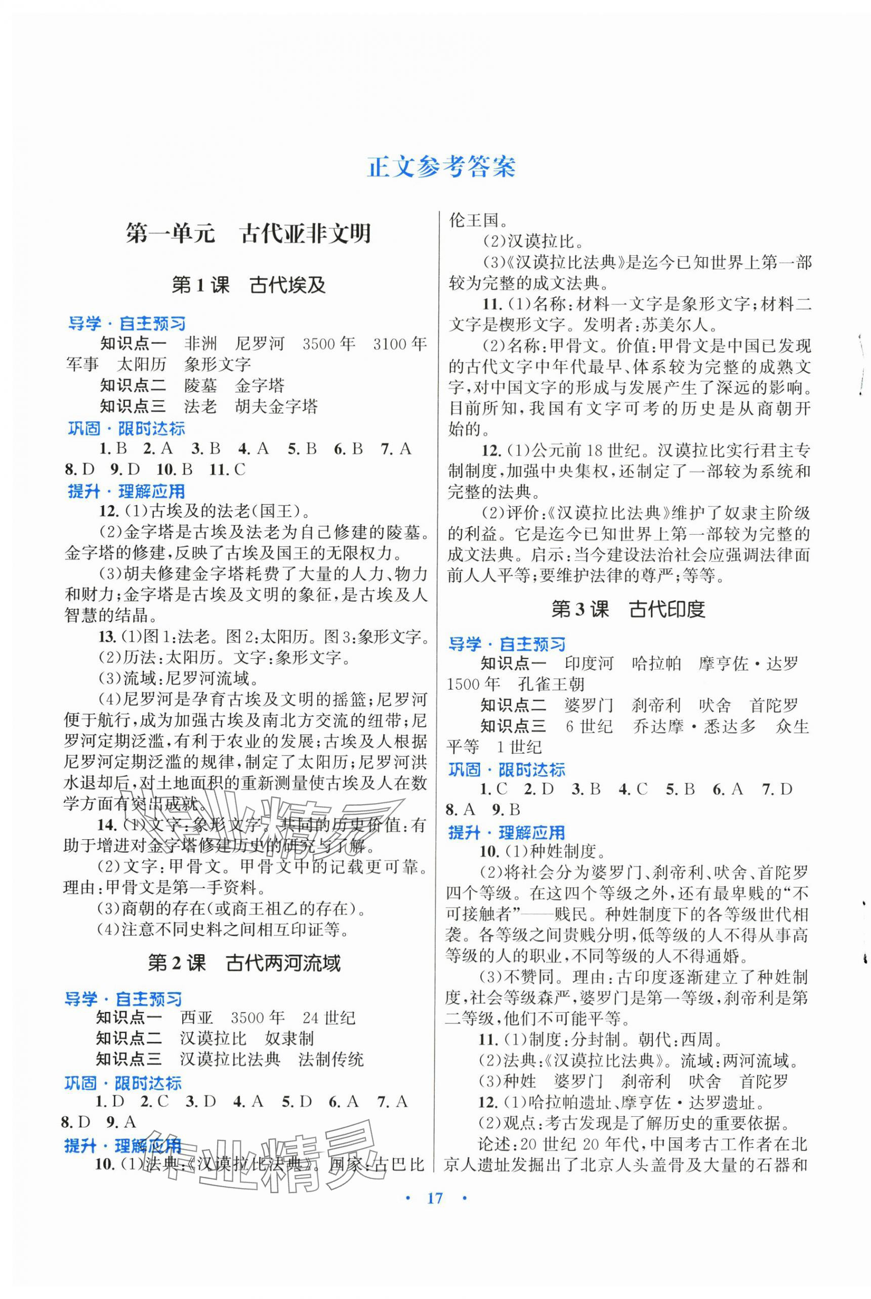 2025年初中同步测控优化设计课堂精练九年级世界历史上册人教版福建专版 第1页