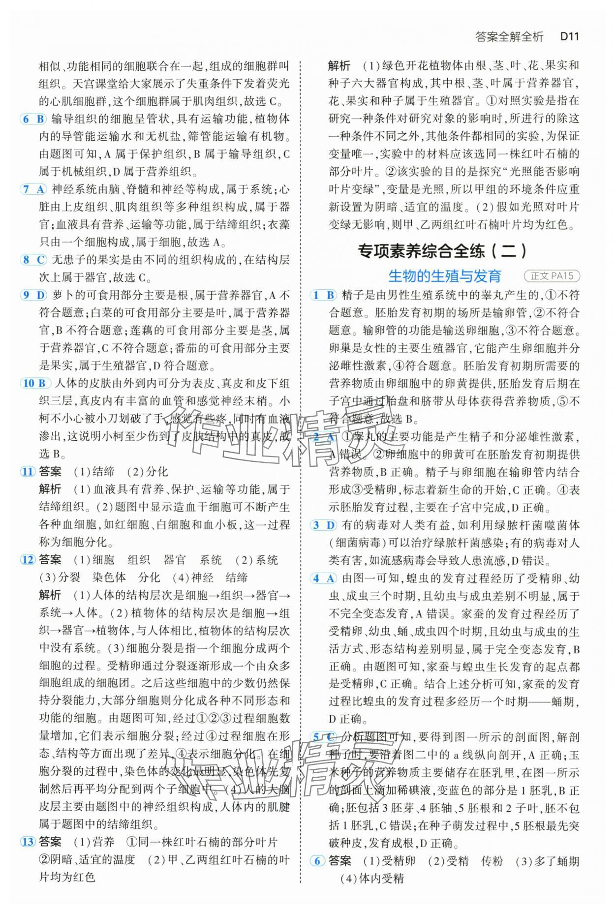 2025年5年中考3年模擬七年級科學下冊浙教版 第11頁