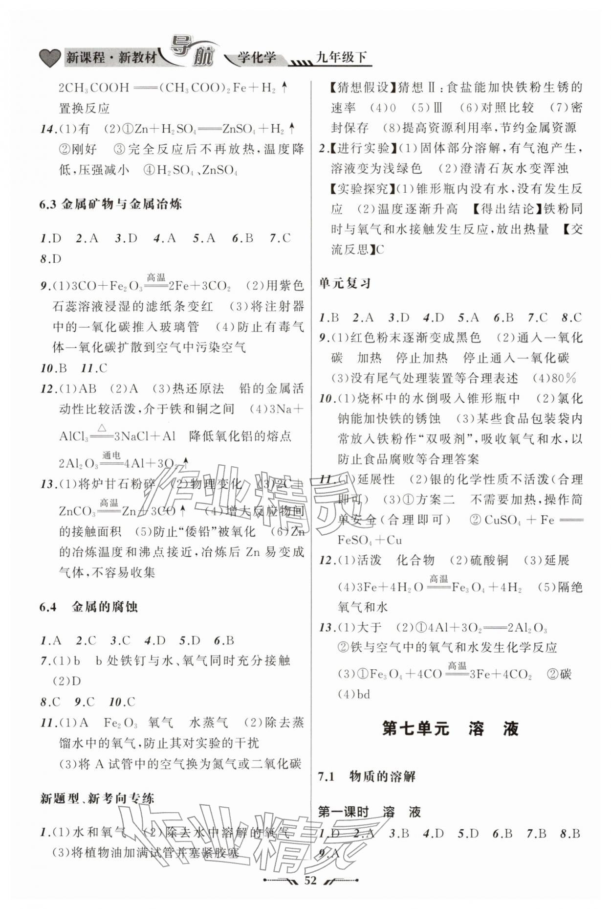 2026年新课程新教材导航学九年级化学下册科学版&nbsp;第2页