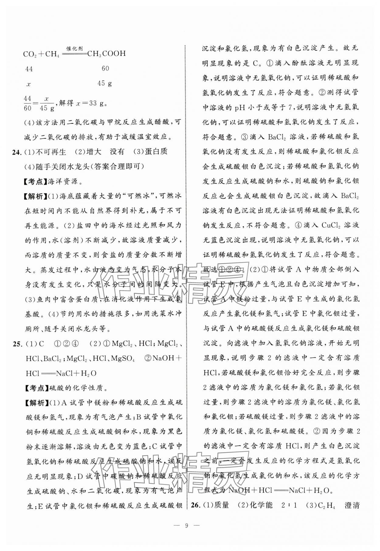 2025年中考备考指南广西2年真题1年模拟试卷化学&nbsp;第9页