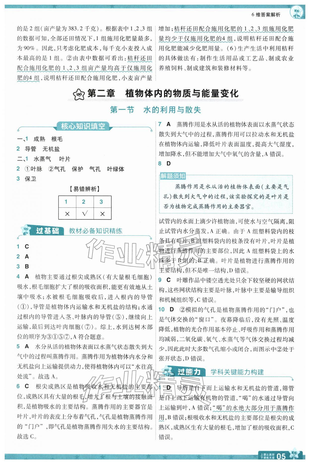 2026年一遍过七年级生物下册人教版&nbsp;第7页