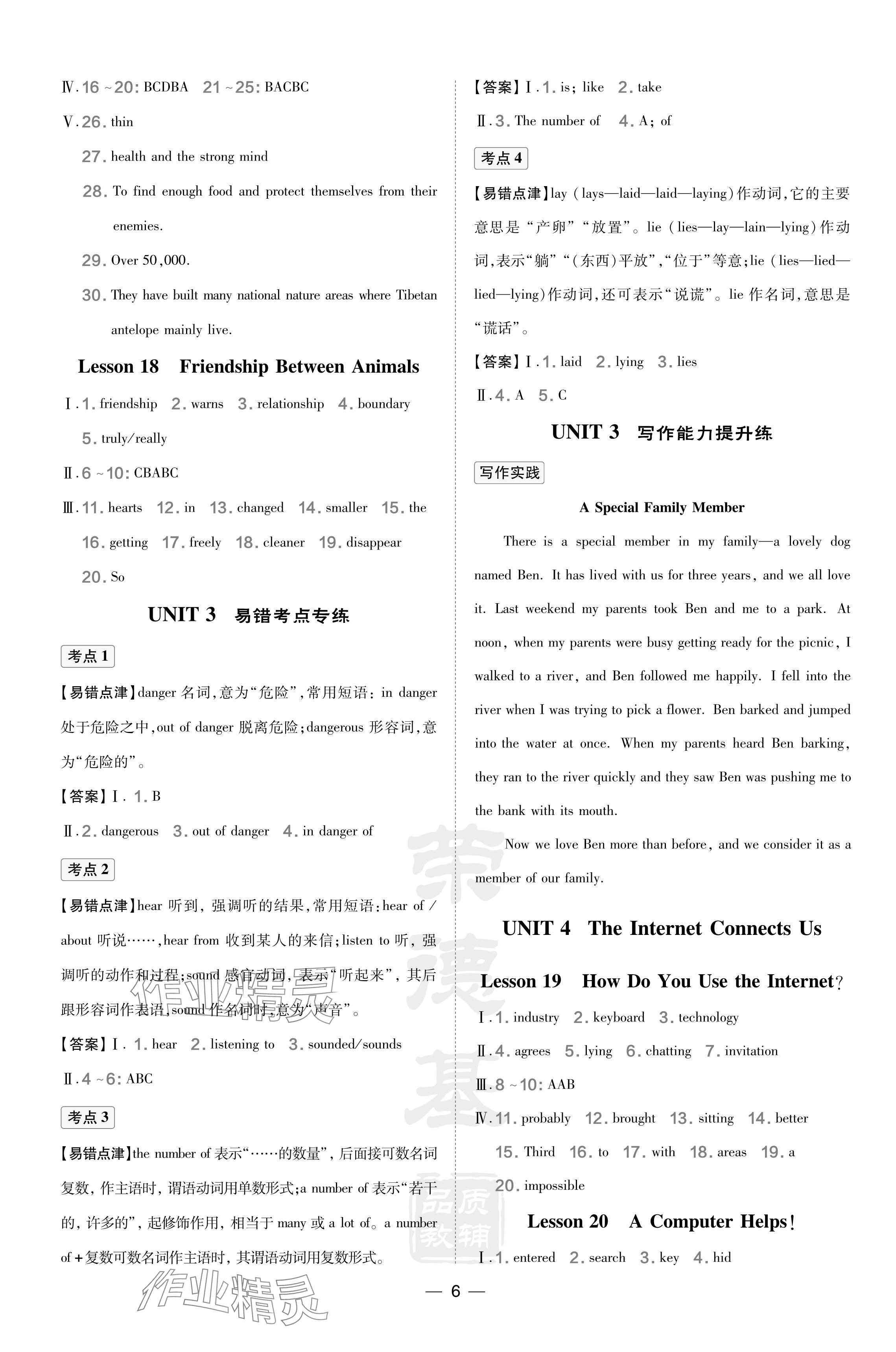 2024年點撥訓練八年級英語下冊冀教版 參考答案第6頁