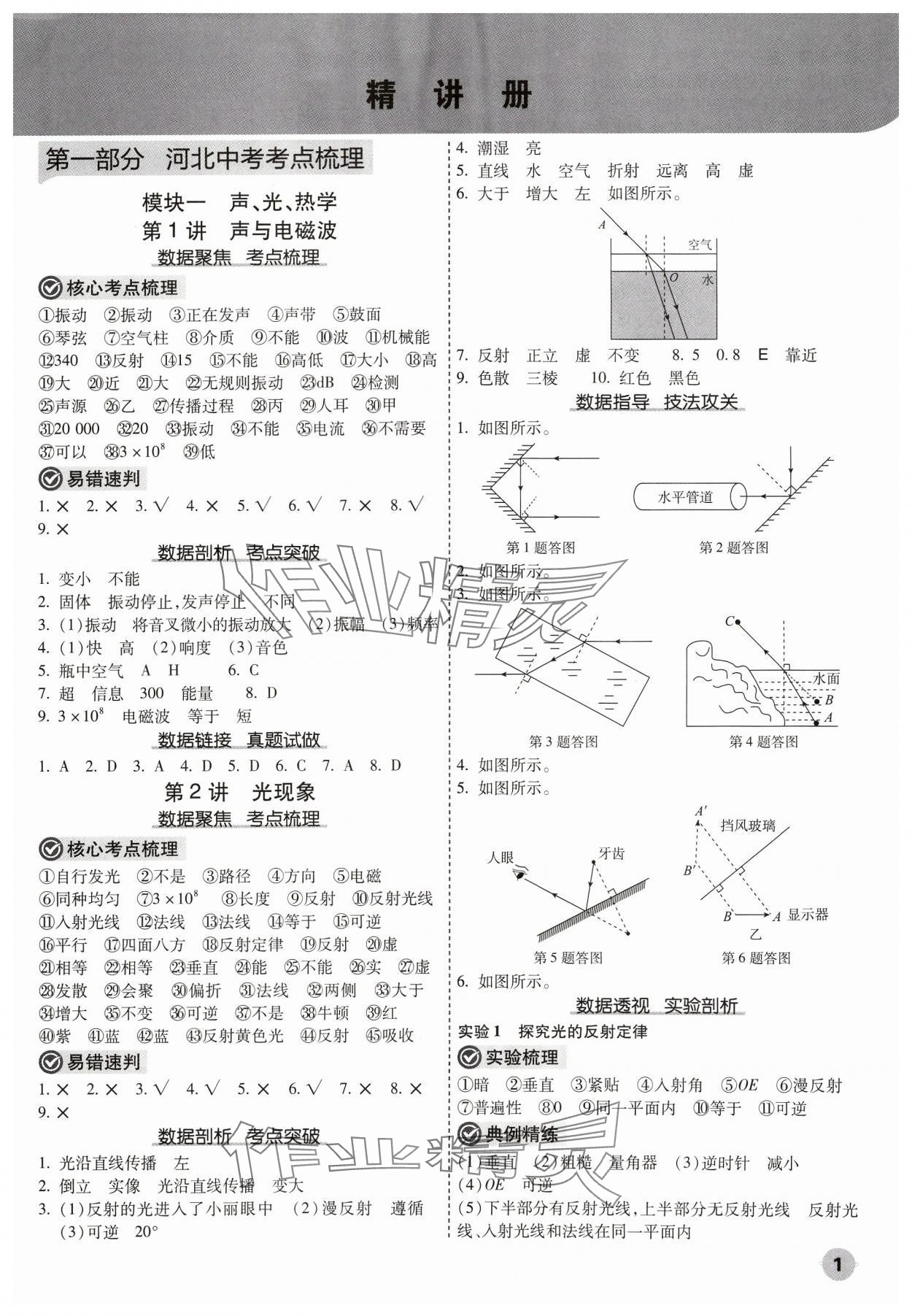 2024年中考大數據物理中考河北專版 參考答案第1頁