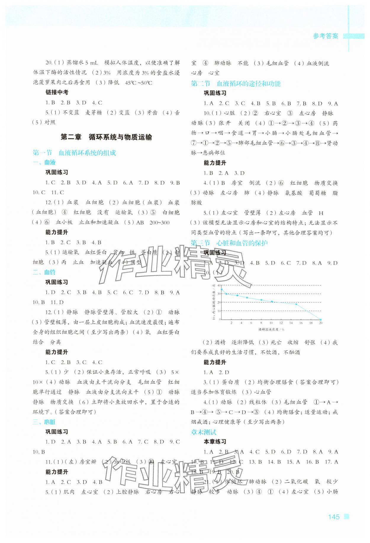 年新教材同步练七年级生物下册冀少版重庆专版 参考答案第2页