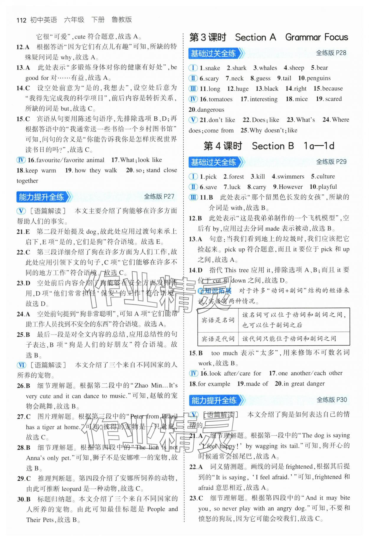 2025年5年中考3年模擬六年級英語下冊魯教版山東專版 第10頁