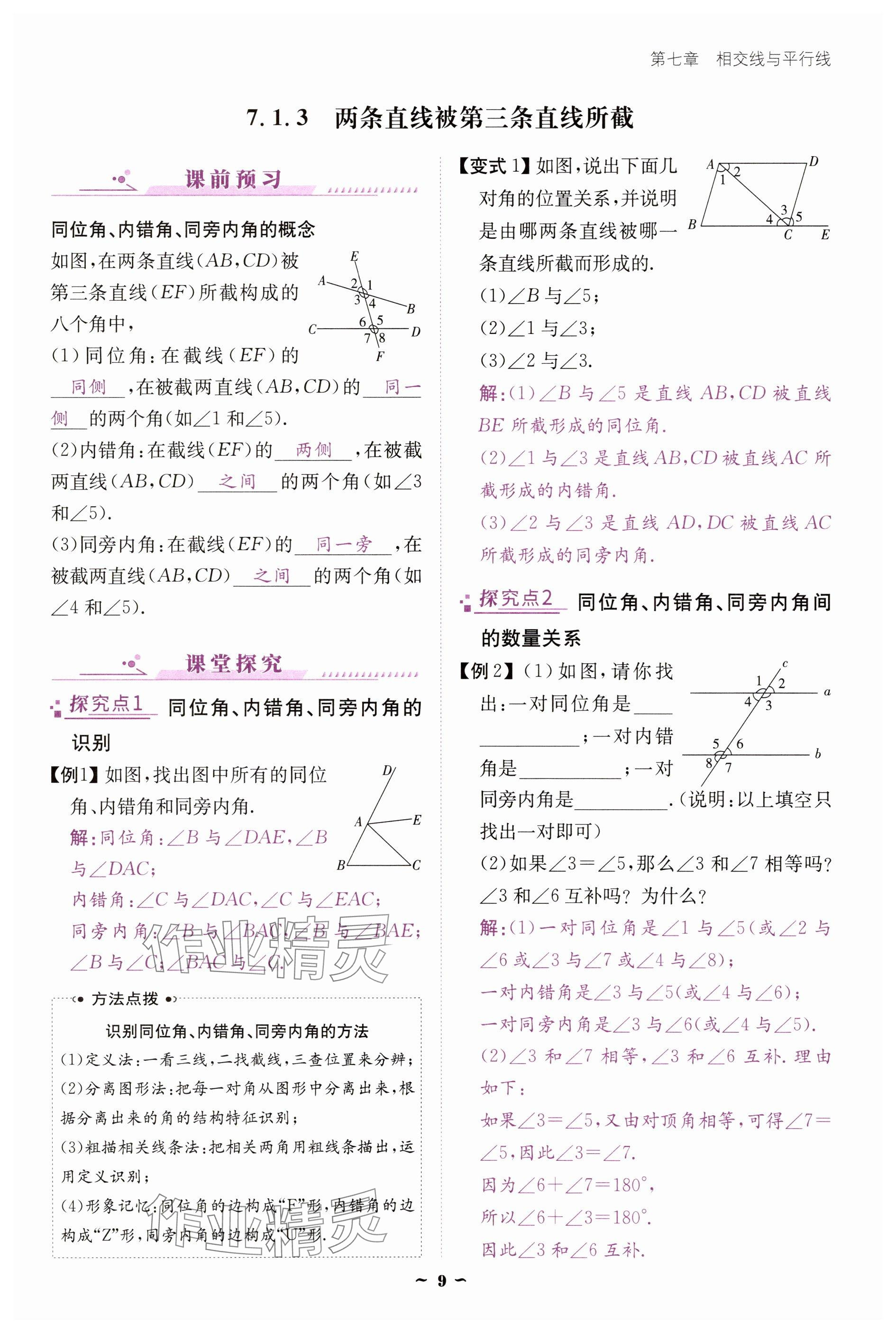 2025年云南省標(biāo)準(zhǔn)教輔優(yōu)佳學(xué)案七年級(jí)數(shù)學(xué)下冊(cè)人教版 參考答案第9頁