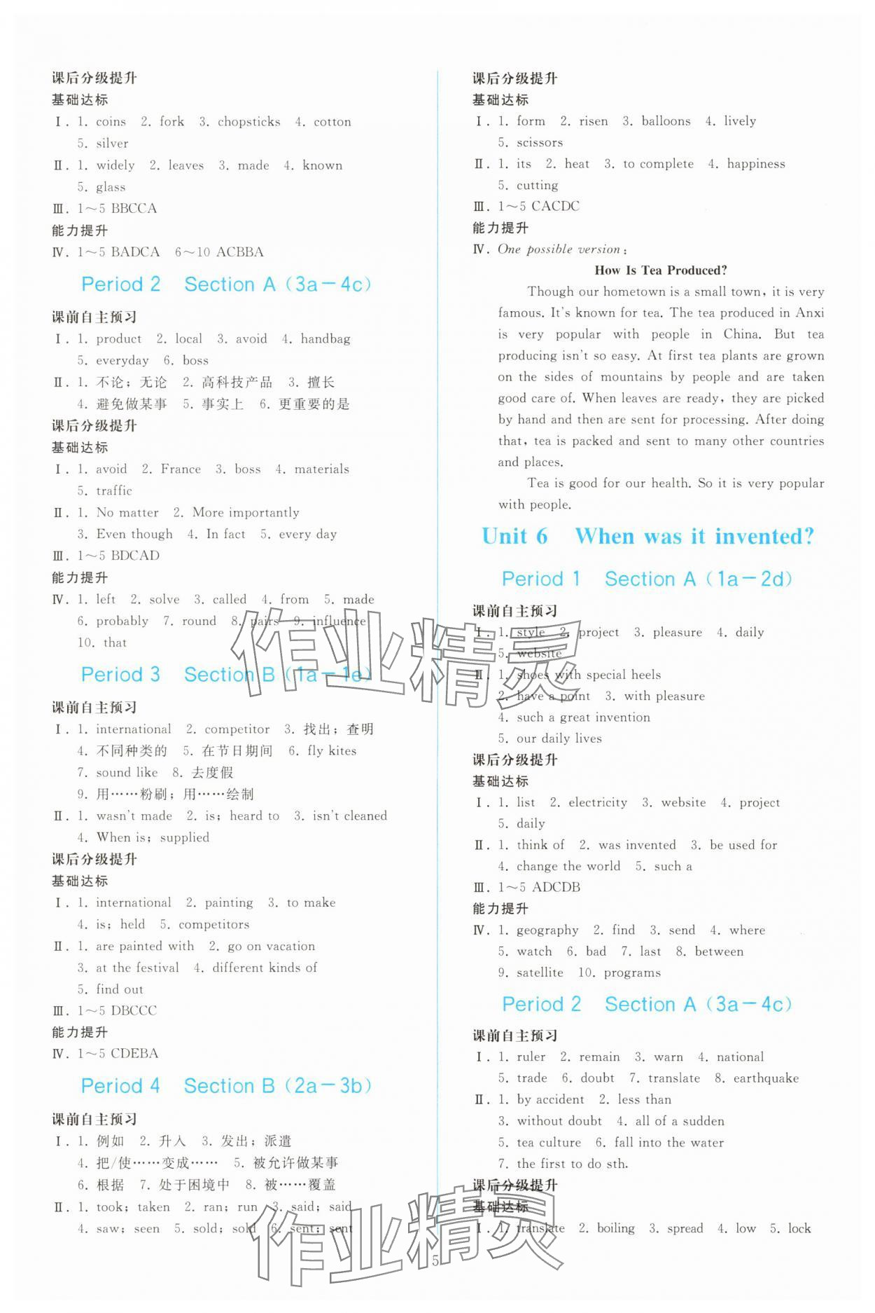 2025年同步轻松练习九年级英语全一册人教版 参考答案第4页