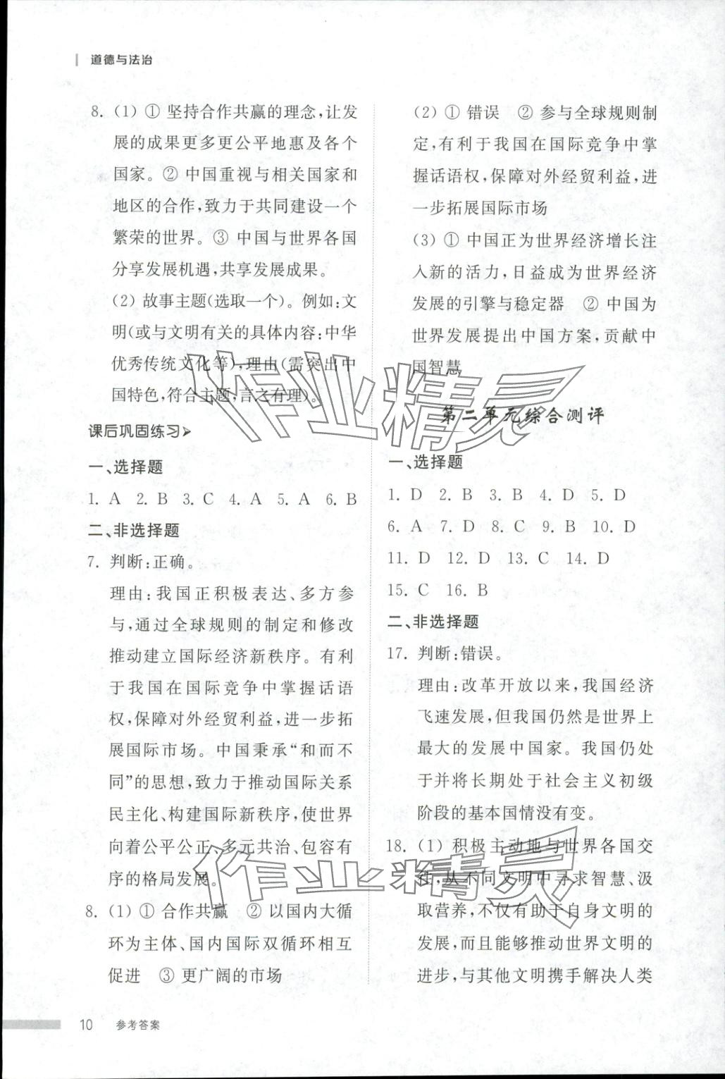 2025年導學與檢測九年級道德與法治全一冊人教版2&nbsp;第10頁