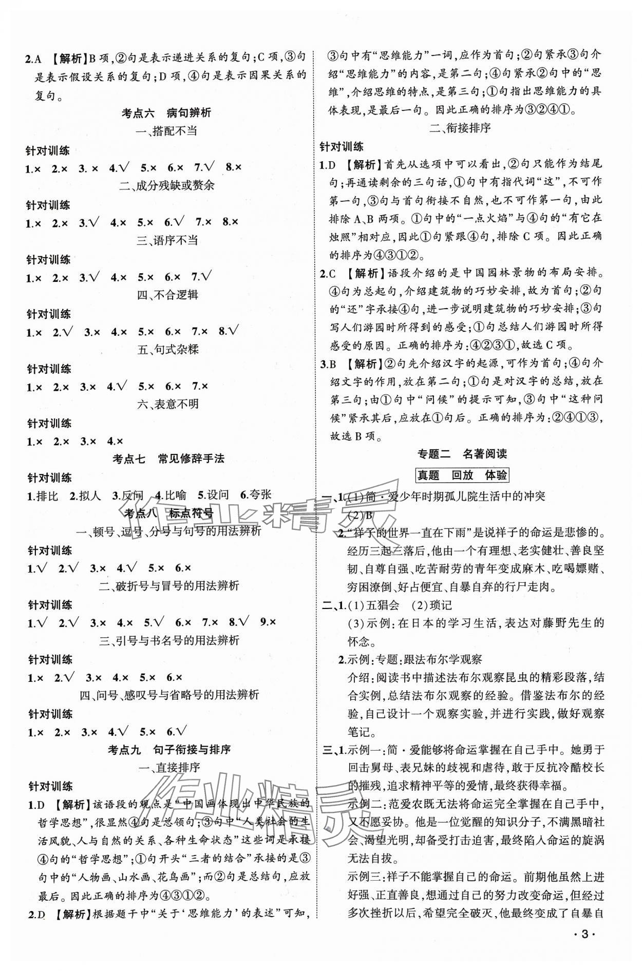 2024年聚焦中考語文通用版甘肅專版 第3頁