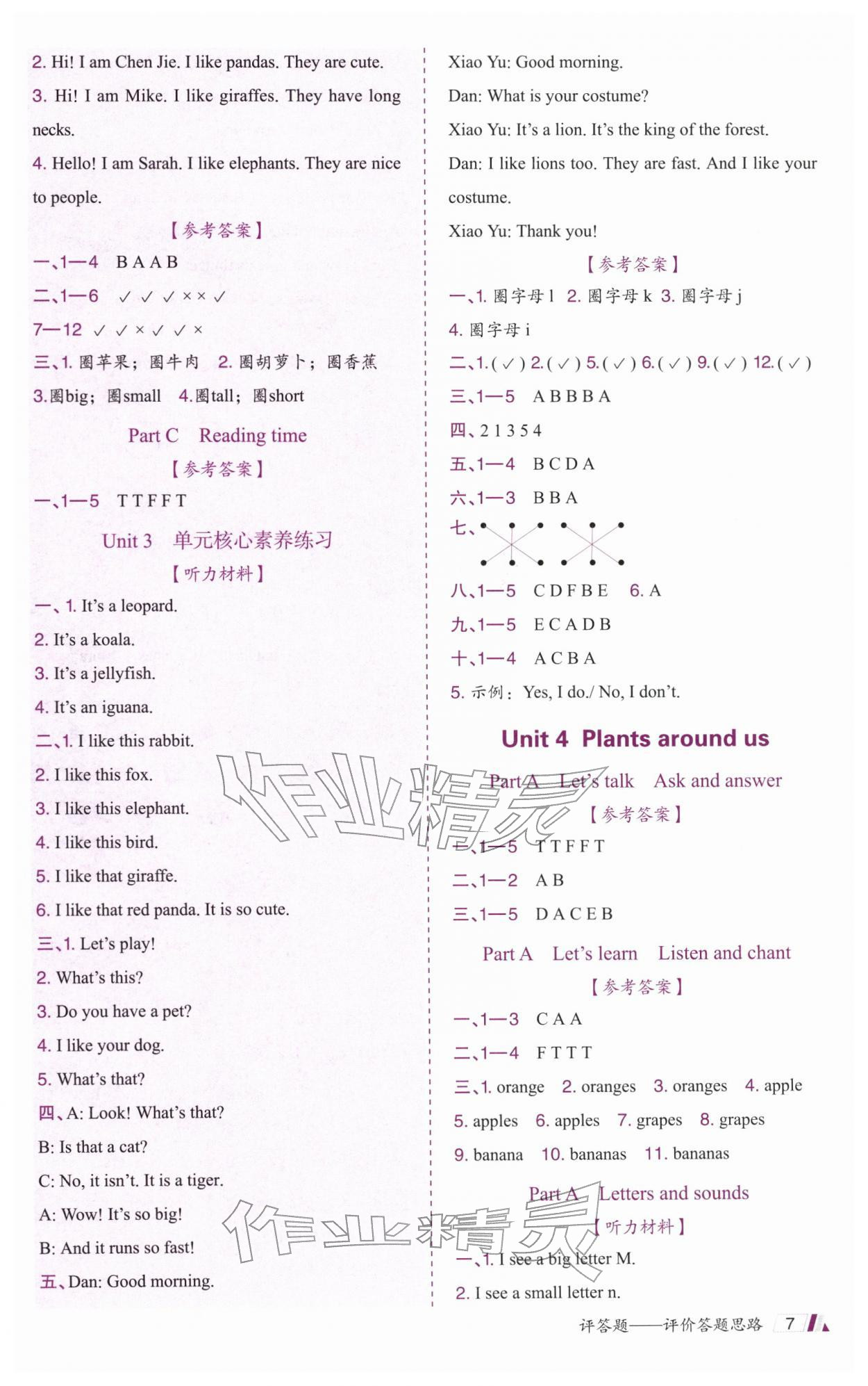 2025年金牛耳动成长三年级英语上册人教版&nbsp;第7页