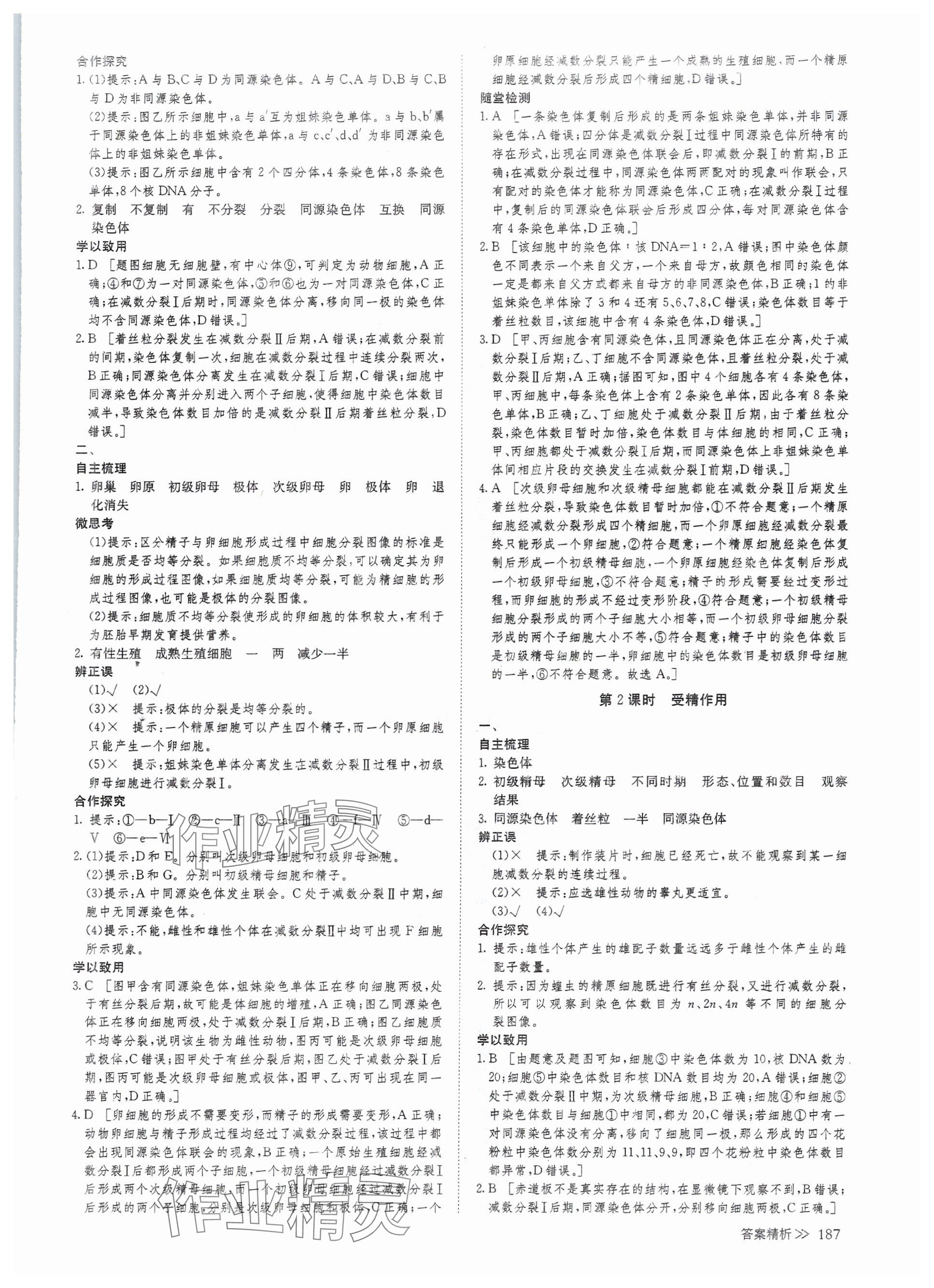 2025年創新設計高中生物必修2人教版 參考答案第10頁