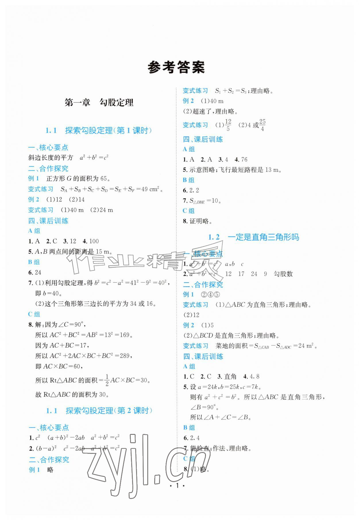 2026年同步培优精练数学爱好者八年级数学上册北师大版&nbsp;第1页