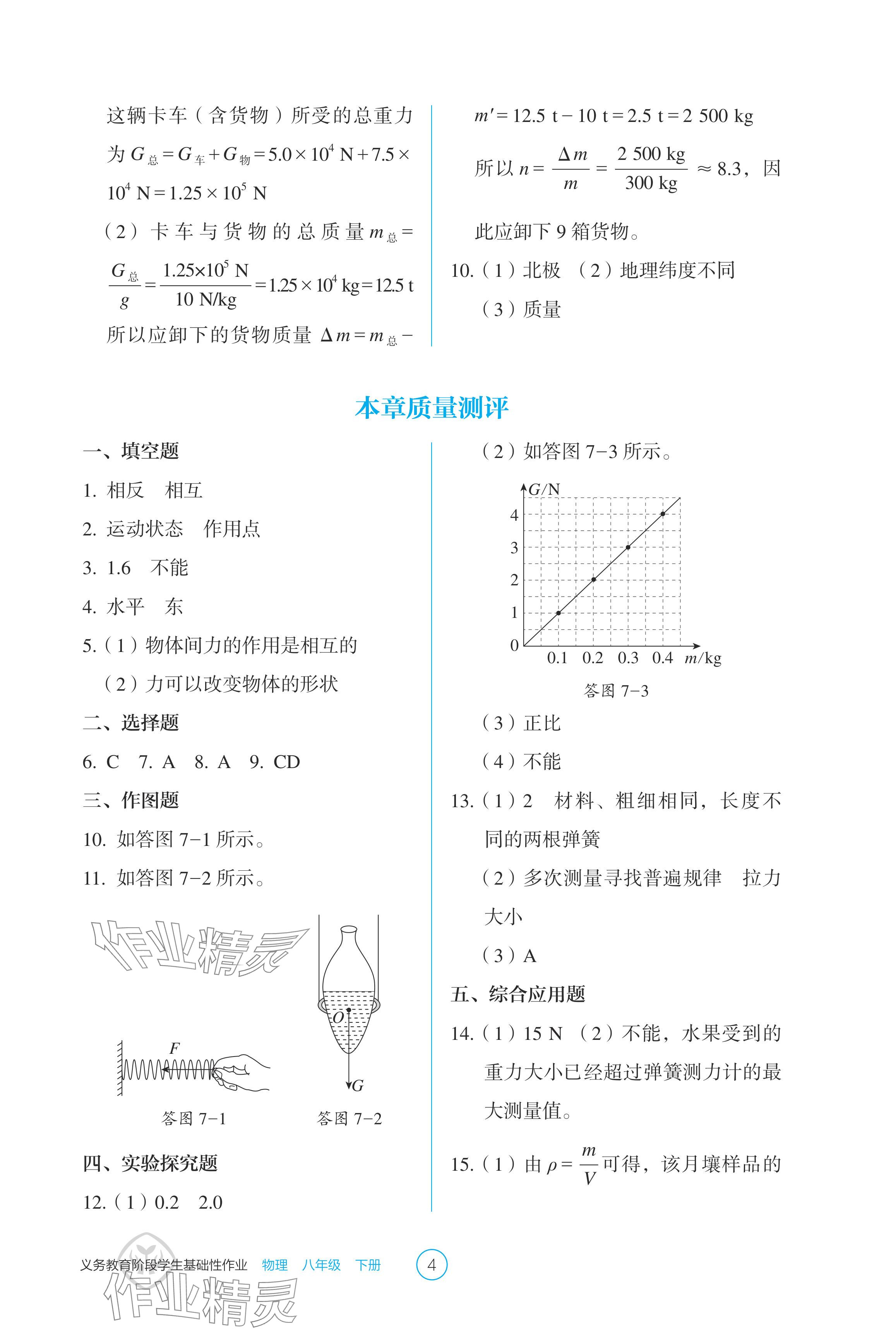 2024年學(xué)生基礎(chǔ)性作業(yè)八年級物理下冊人教版 參考答案第4頁