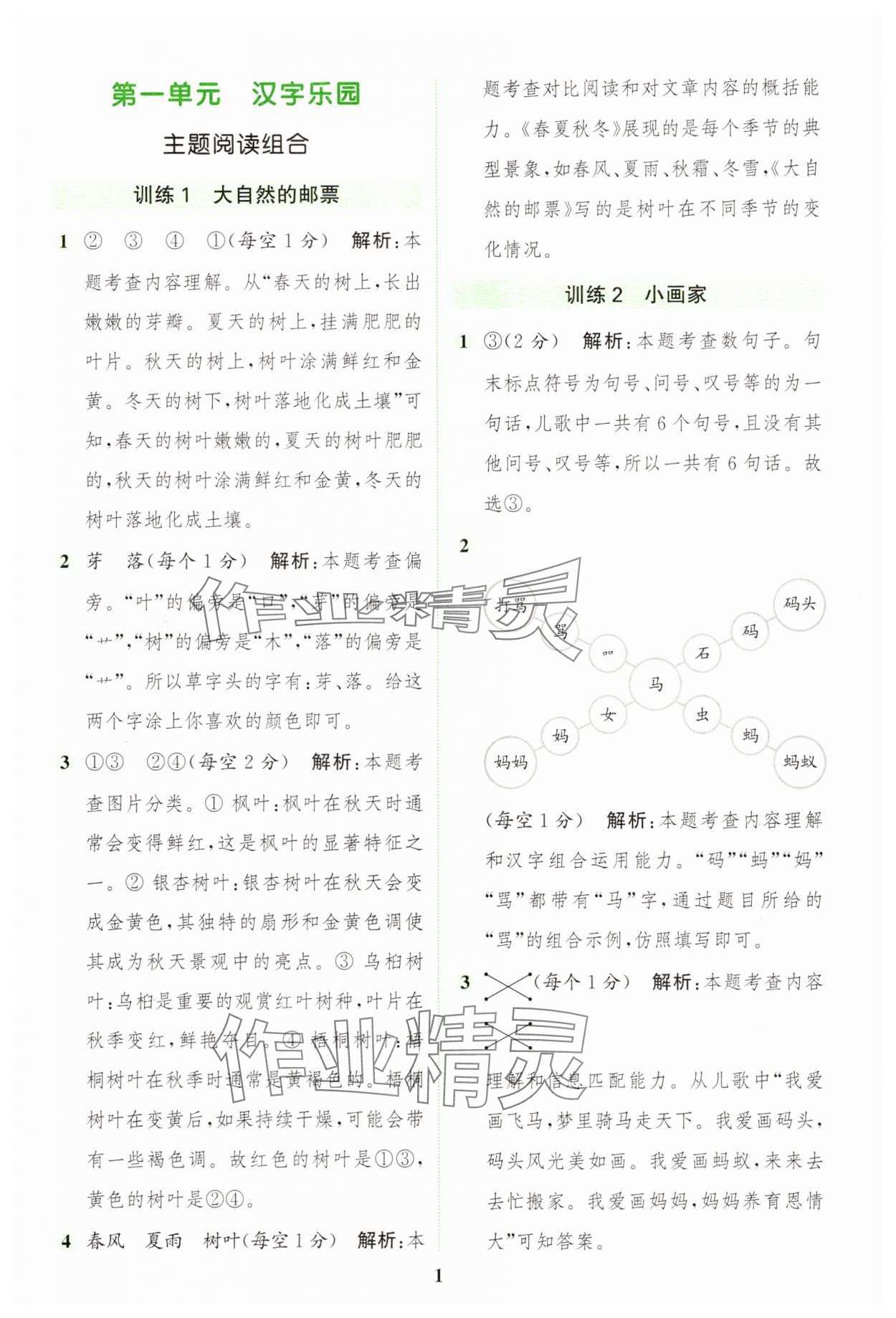 2025年通城學典組合訓練一年級語文下冊人教版 第1頁