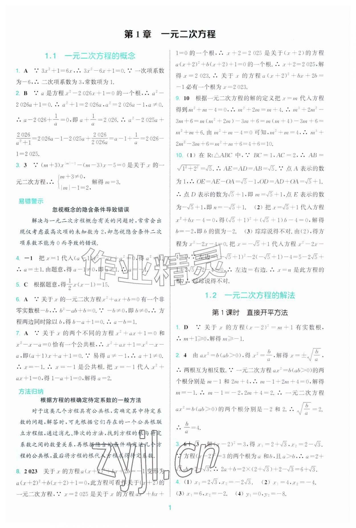 2026年拔尖特训九年级数学上册苏科版&nbsp;第1页