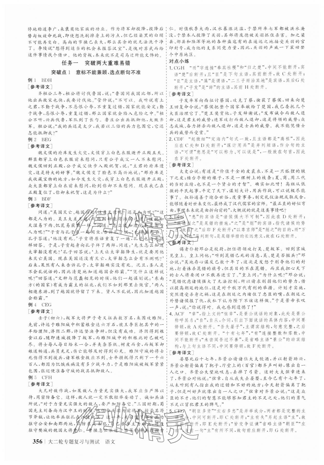 2025年高考領(lǐng)航語文大二輪專題復(fù)習(xí)與測(cè)試 參考答案第7頁(yè)