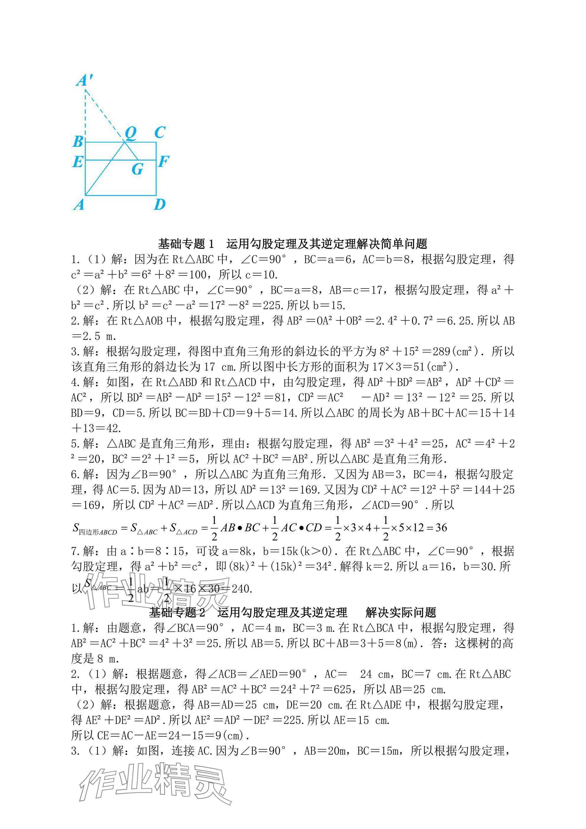 2024年陽光同學分層設計八年級數學上冊北師大版福建專版 參考答案第5頁