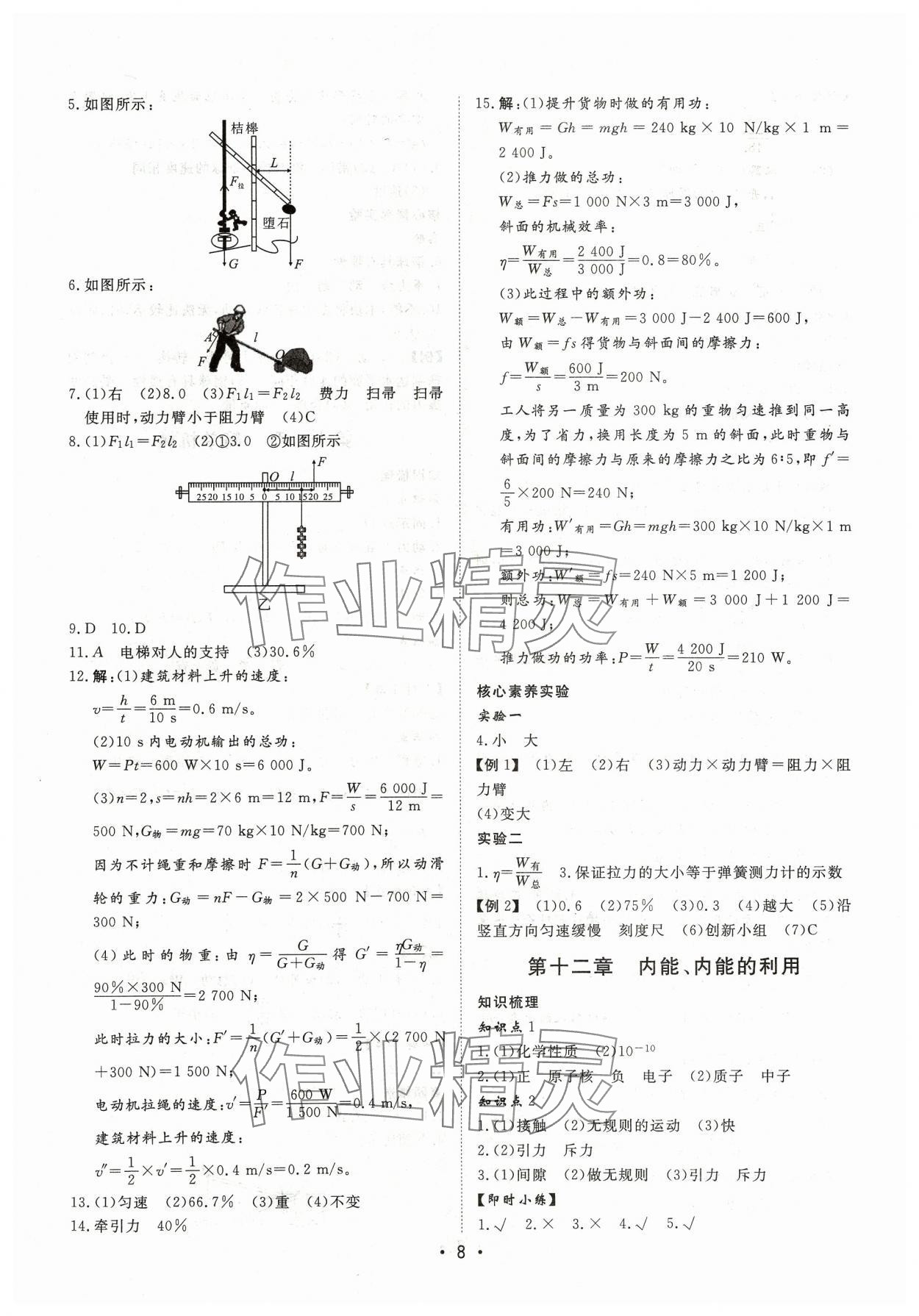 2024年湖北新中考備考與指導(dǎo)物理 參考答案第8頁
