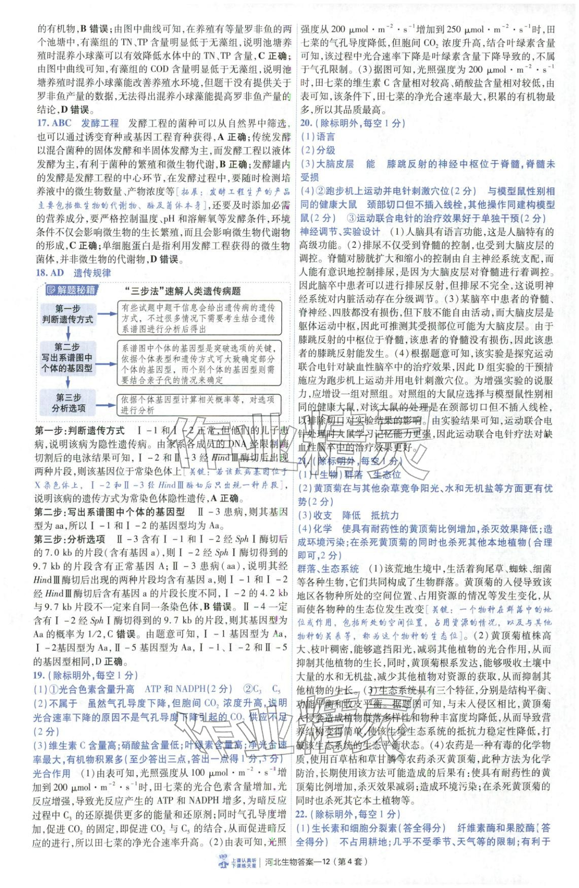 2026年金考卷優秀模擬試卷匯編45套高中生物河北專版 第12頁