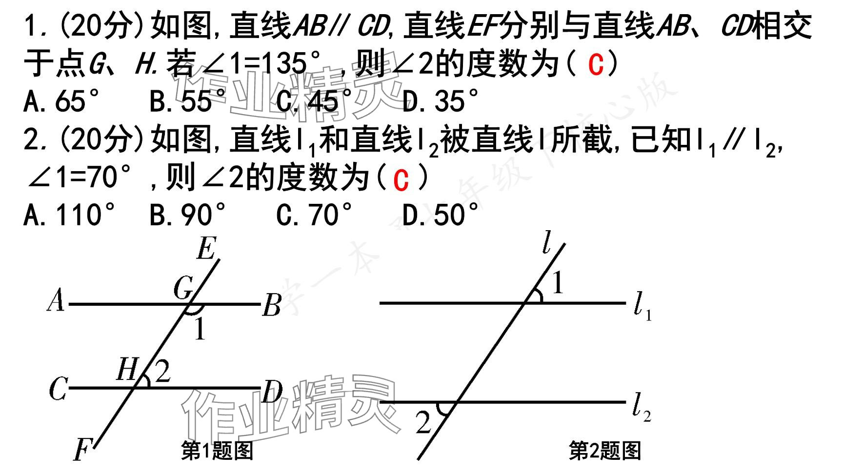 2025年一本通武漢出版社七年級(jí)數(shù)學(xué)下冊(cè)北師大版核心版 參考答案第73頁(yè)