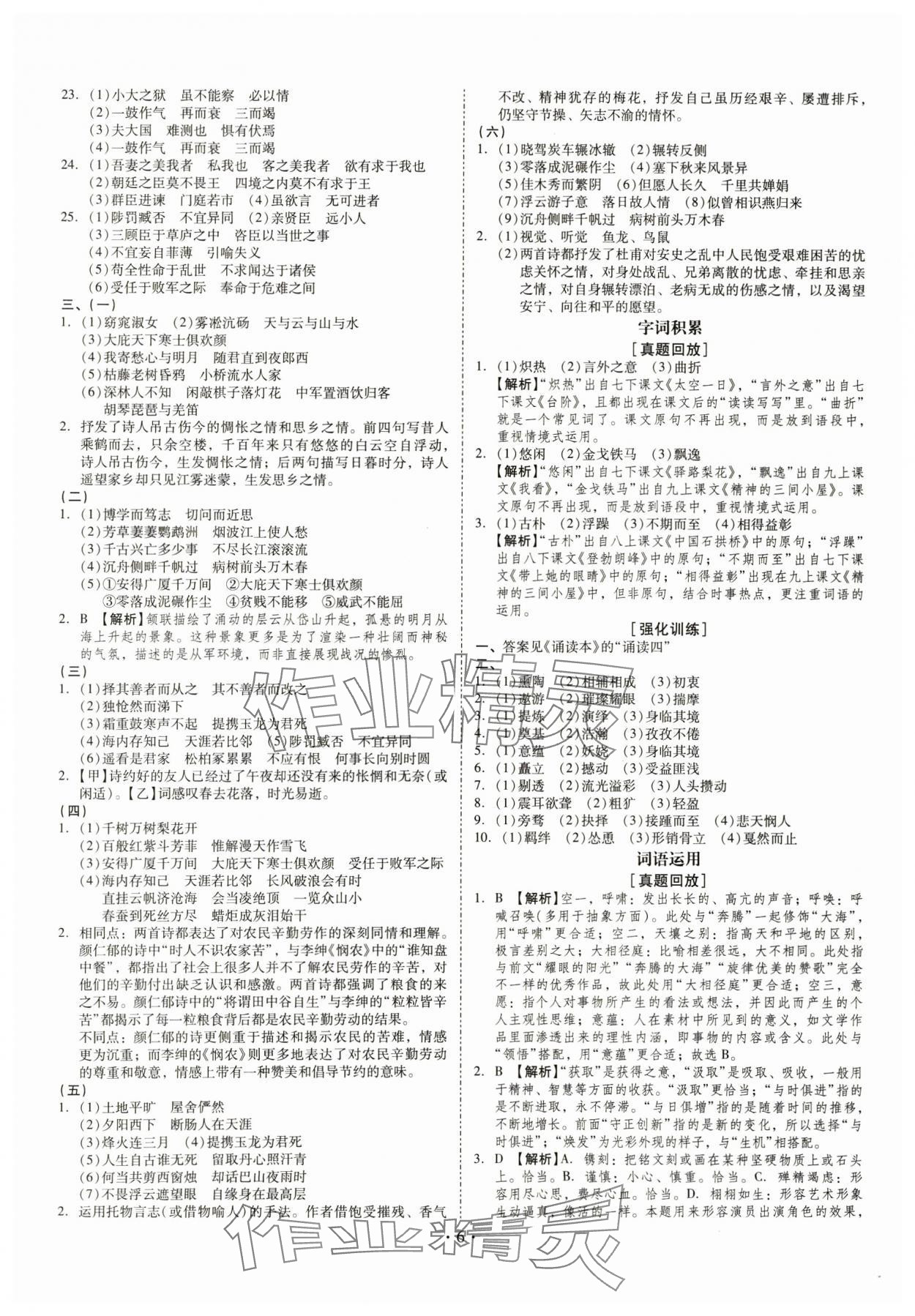 2025年金牌中考總復(fù)習(xí)語(yǔ)文 參考答案第6頁(yè)