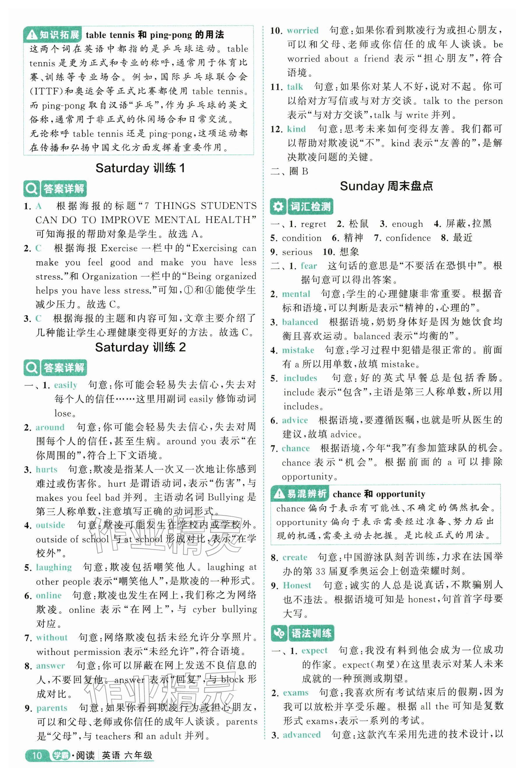 2025年5星阅读100篇六年级英语 参考答案第10页