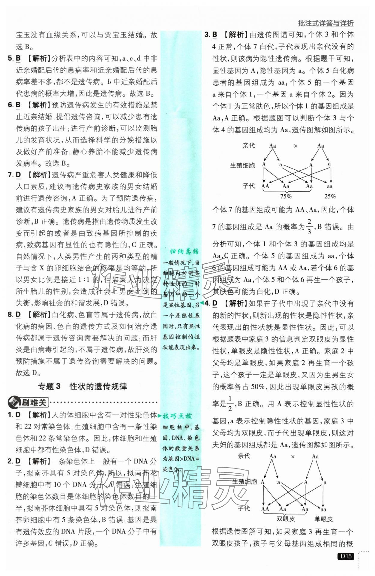 2025年初中必刷題八年級(jí)生物下冊(cè)蘇教版 參考答案第15頁