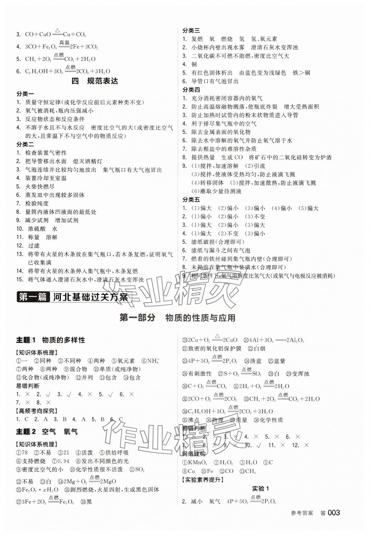 2025年全品中考復(fù)習(xí)方案化學(xué)河北專版 參考答案第2頁