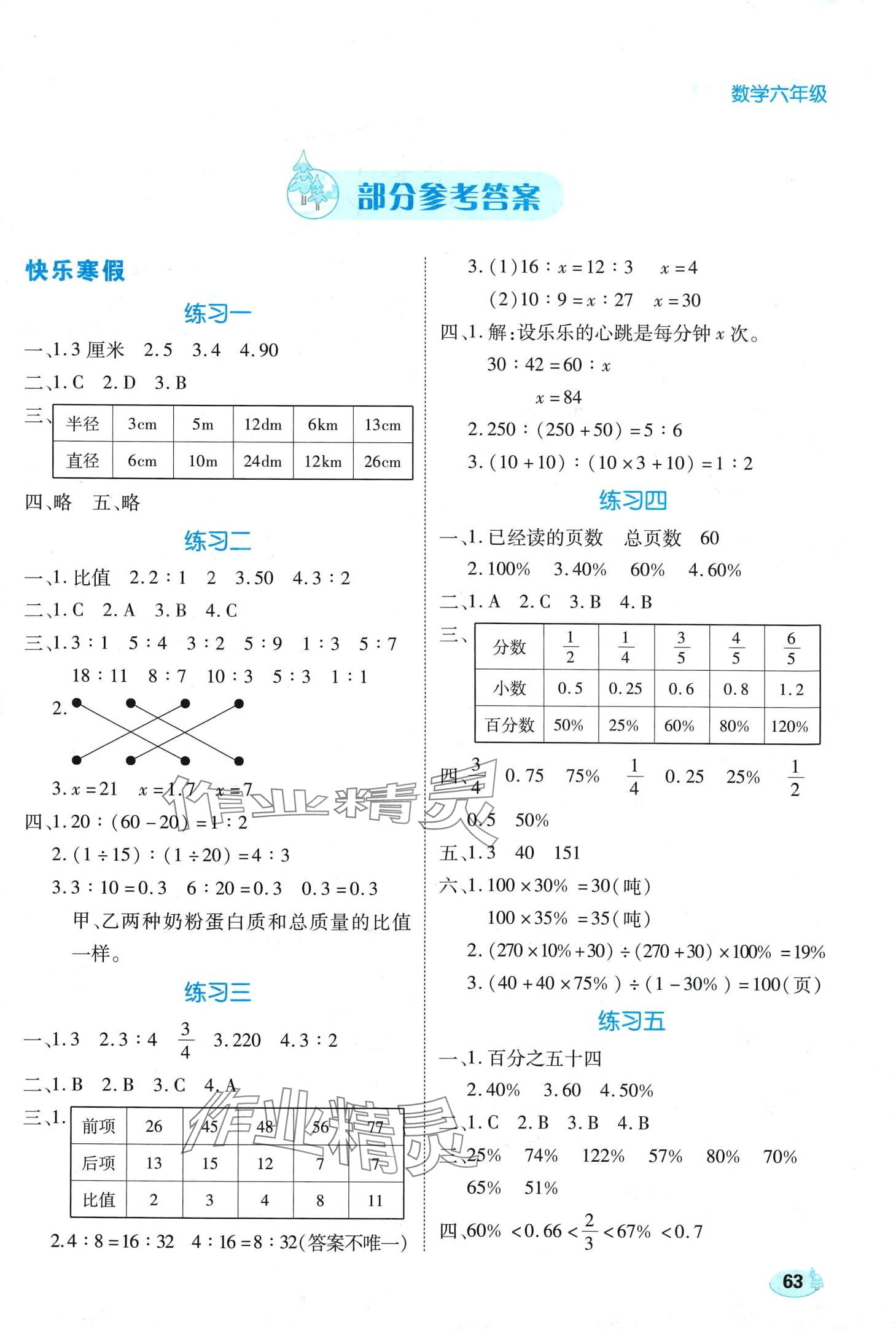 2024年樂享寒假生活六年級數(shù)學(xué) 第1頁