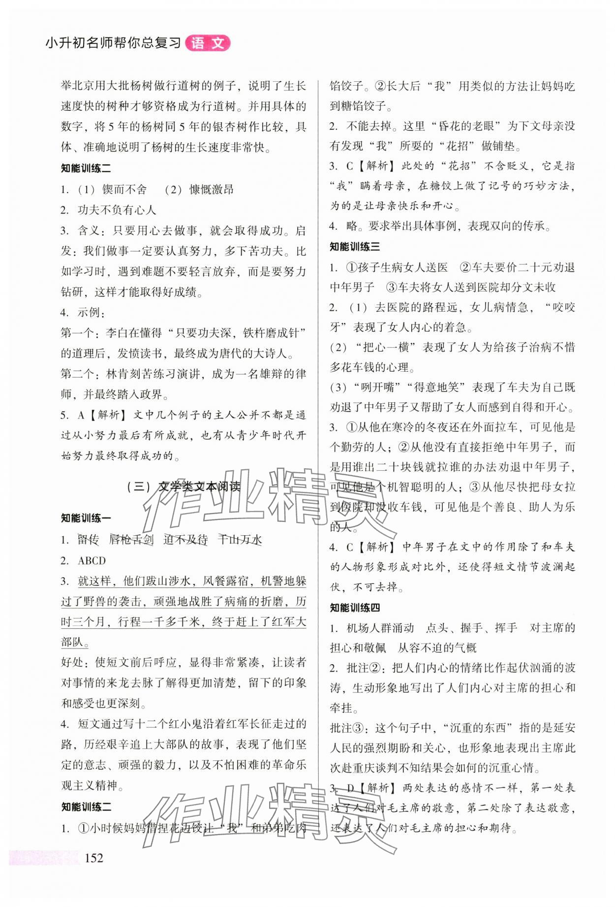 2025年小升初名师帮你总复习语文 参考答案第6页