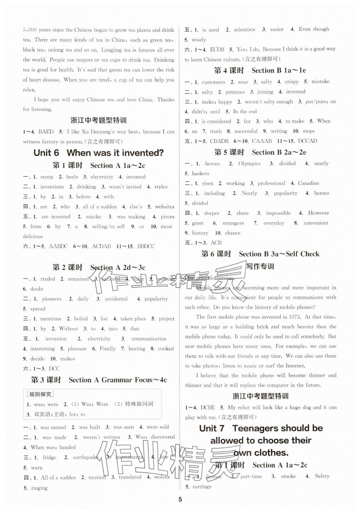 2025年通成学典课时作业本九年级英语全一册人教版浙江专版 第5页