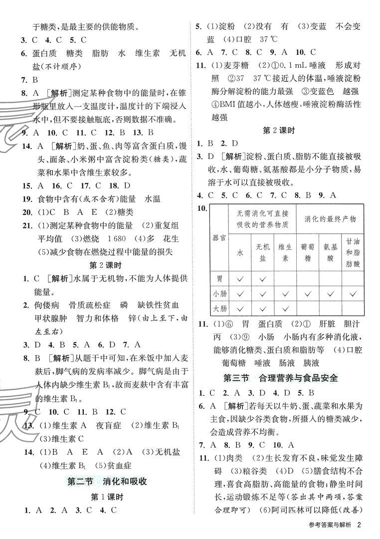 2024年課時訓(xùn)練江蘇人民出版社七年級生物下冊人教版 第2頁