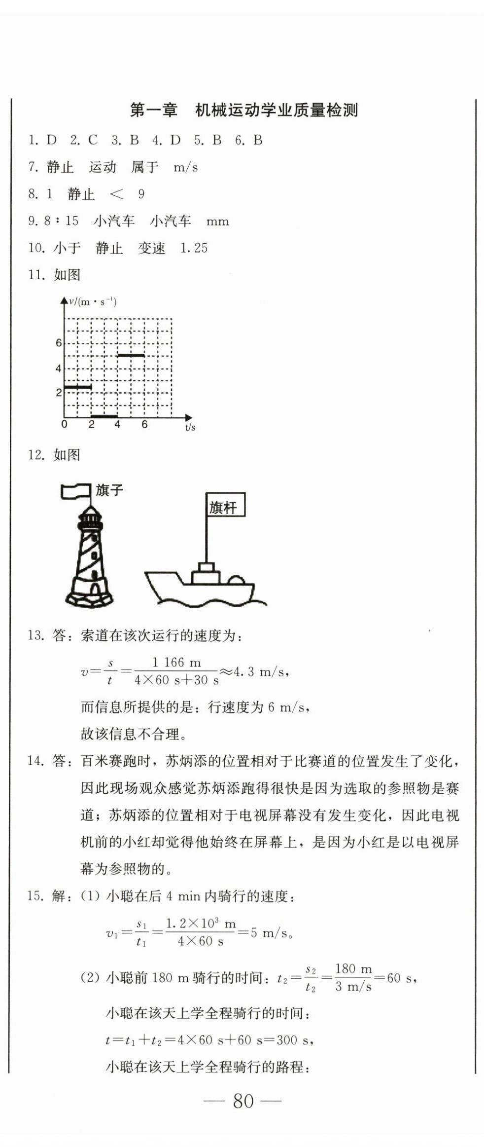 2025年初中学业质量检测八年级物理上册人教版&nbsp;参考答案第5页