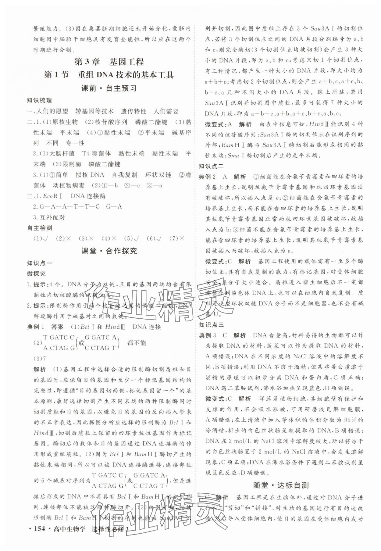 2025年贏在微點輕松課堂微講小本高中生物選擇性必修3 參考答案第12頁
