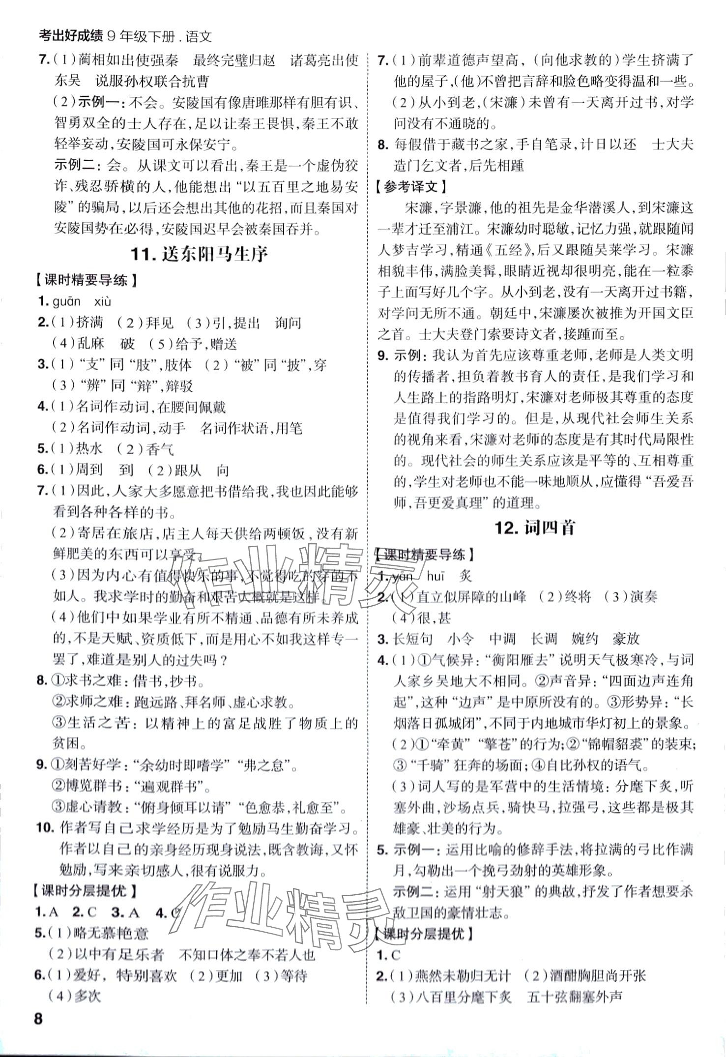 2024年考出好成绩九年级语文下册人教版 第7页