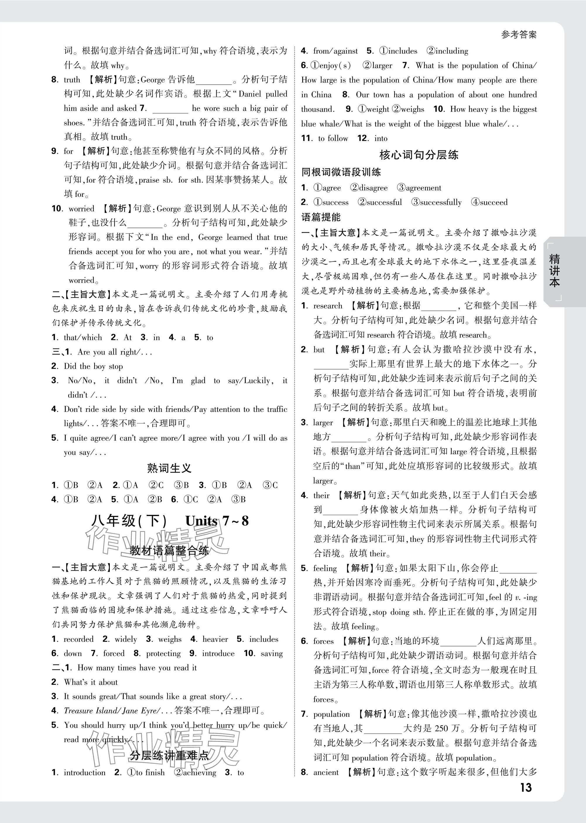 2025年萬唯中考試題研究英語人教版河南專版 參考答案第13頁