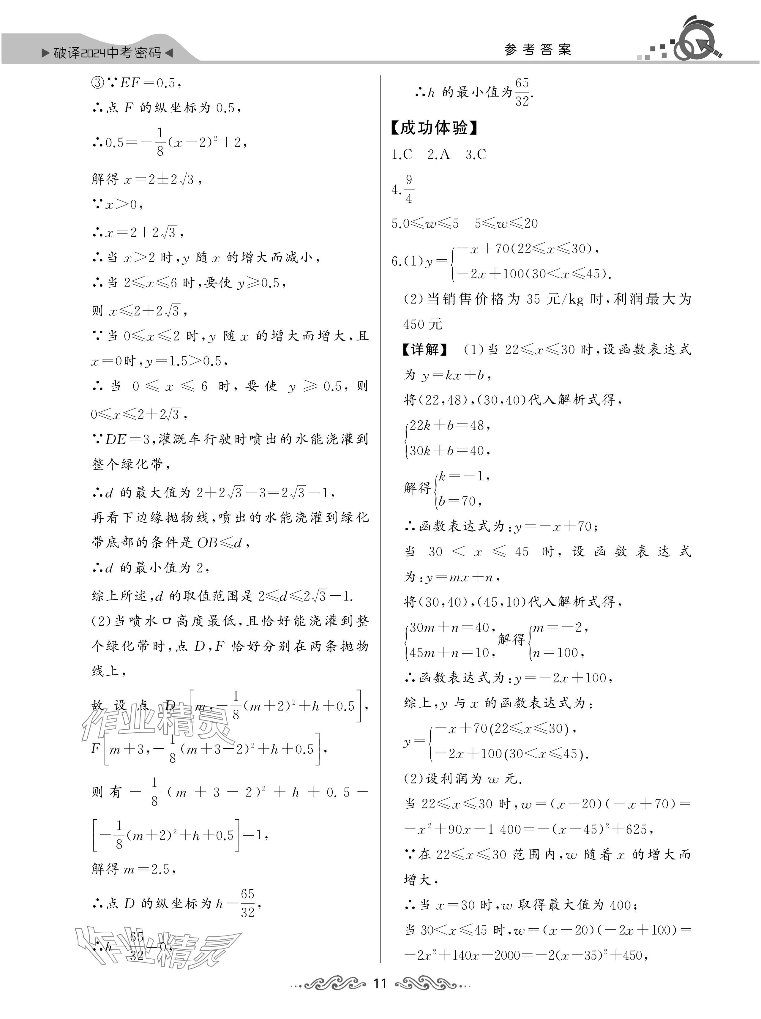 2024年新中考數(shù)學(xué)湖北專版 參考答案第11頁