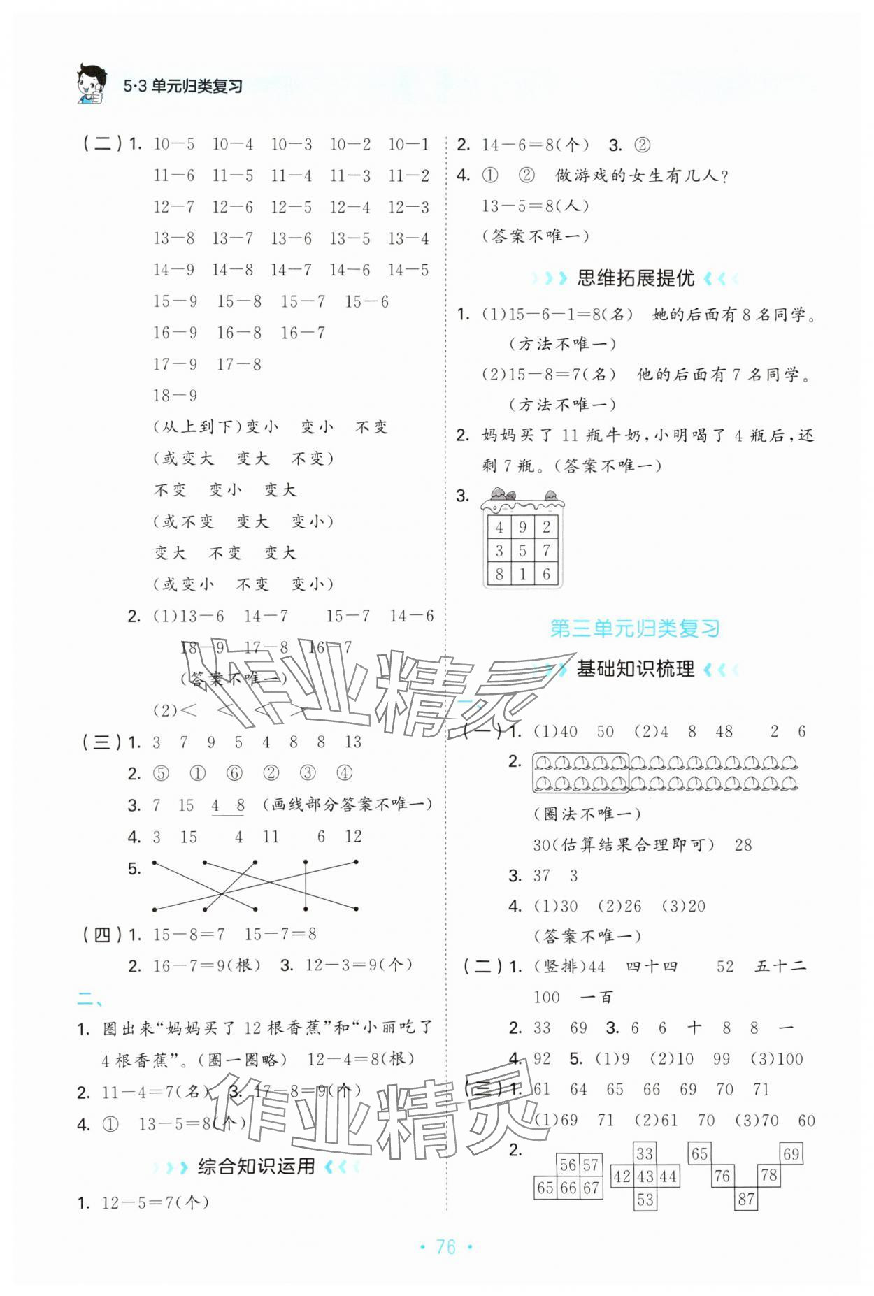 2025年53單元?dú)w類(lèi)復(fù)習(xí)一年級(jí)數(shù)學(xué)下冊(cè)人教版 第2頁(yè)