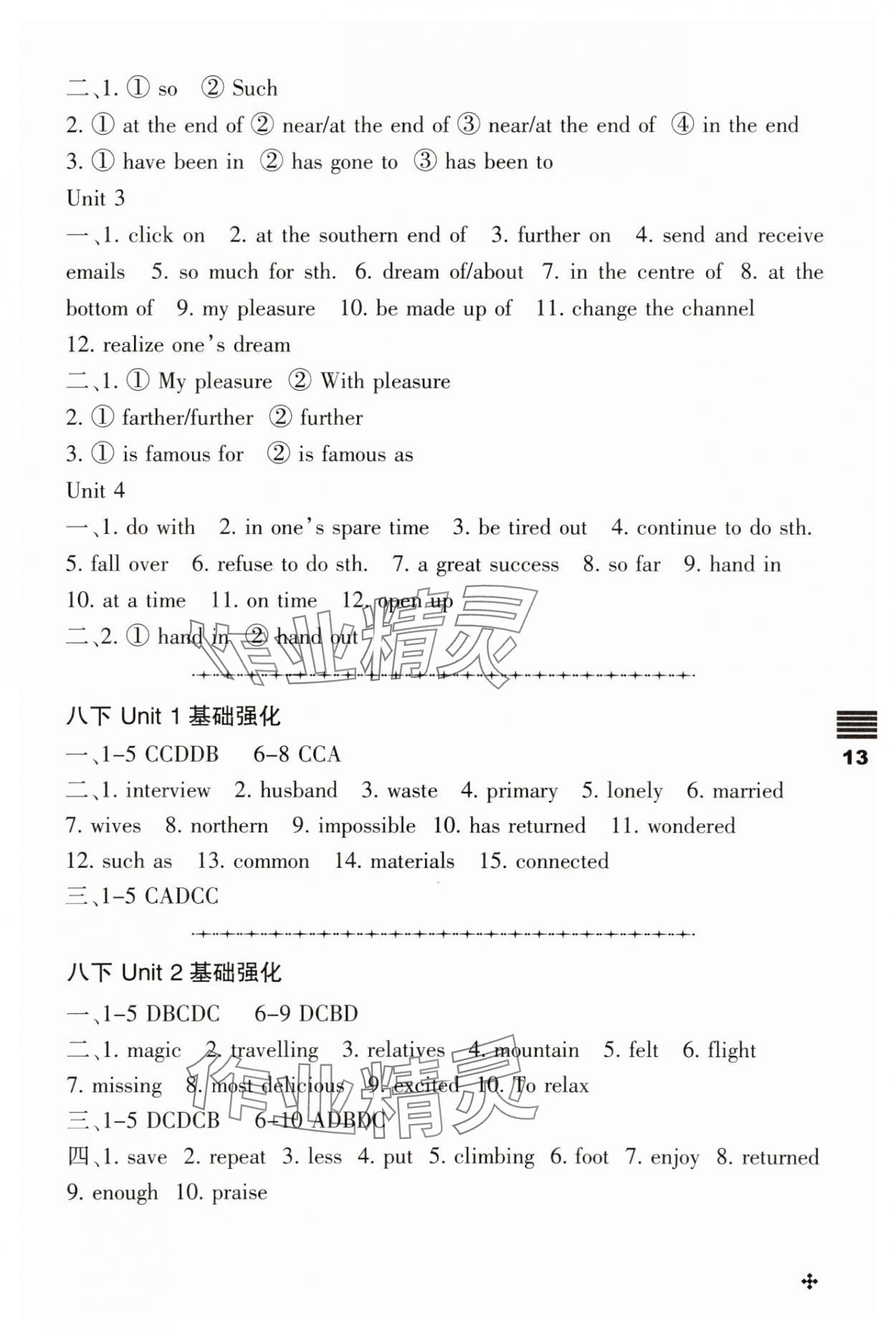 2025年直通课堂九年级英语下册译林版&nbsp;参考答案第13页