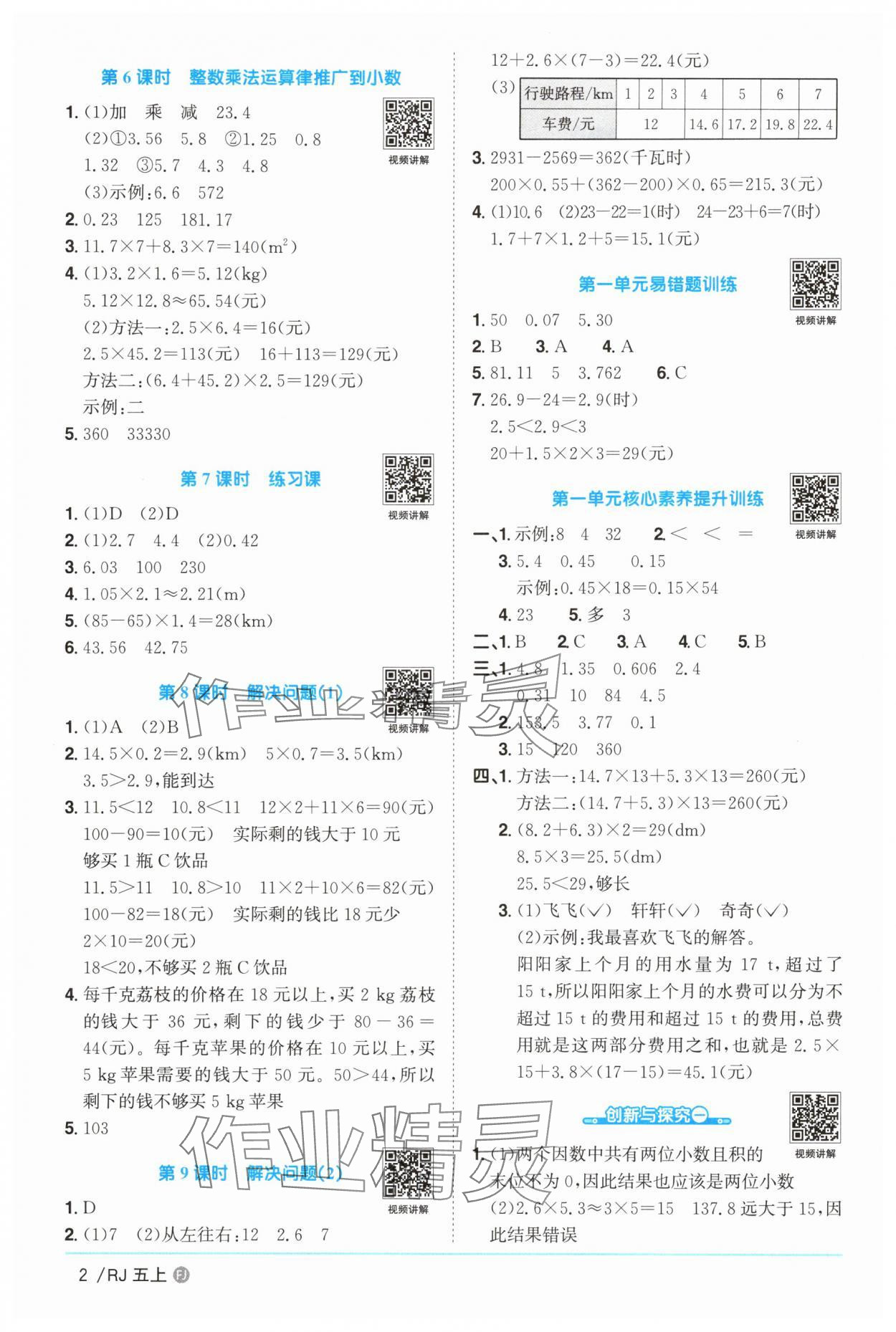 2025年陽光同學(xué)課時優(yōu)化作業(yè)五年級數(shù)學(xué)上冊人教版福建專版 第2頁