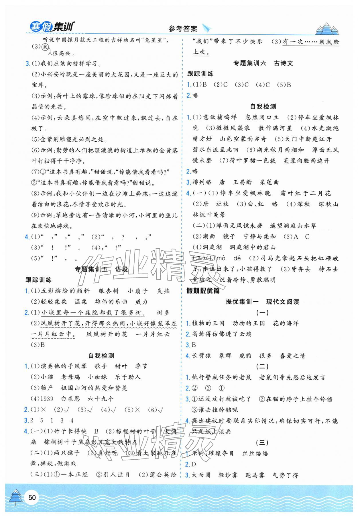 2026年寒假集训合肥工业大学出版社三年级语文人教版&nbsp;第2页