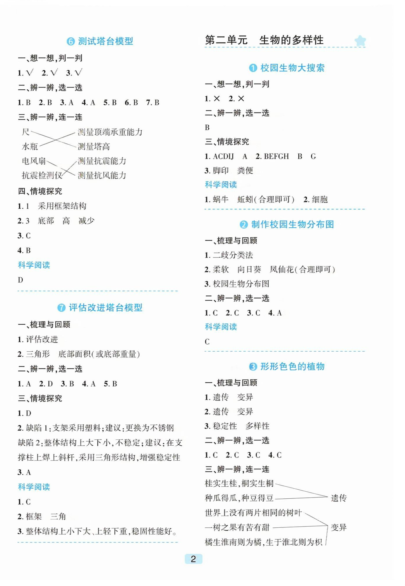 2026年精准学与练六年级科学下册教科版&nbsp;第2页